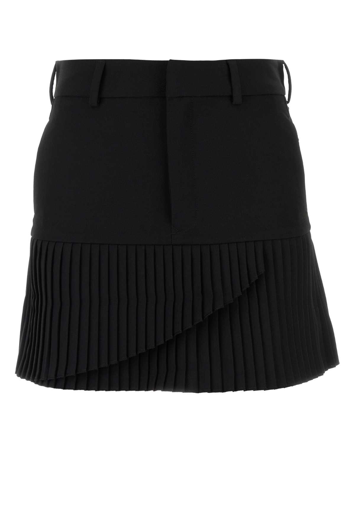 Black Stretch Twill Mini Skirt