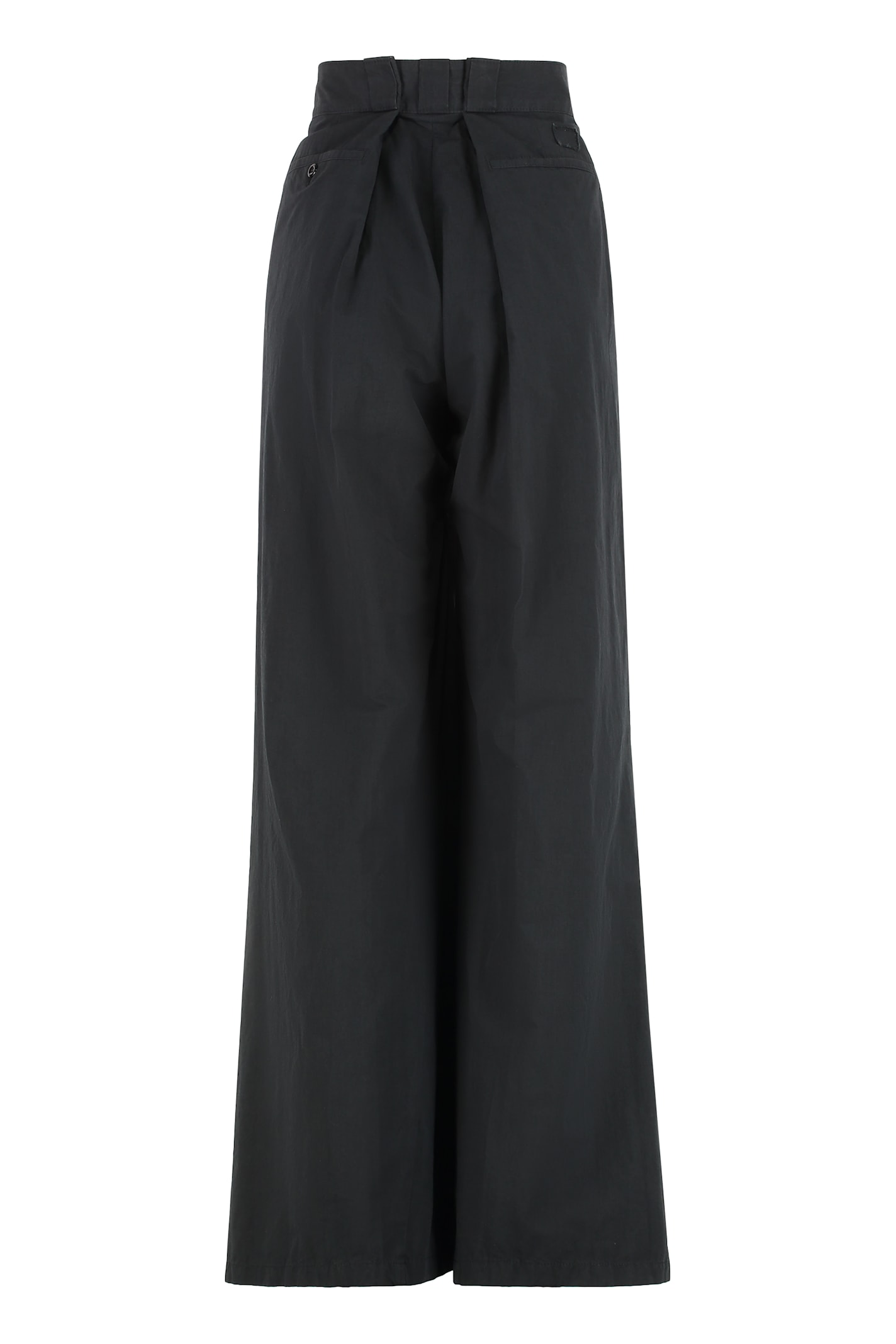 Maison Margiela Cotton Blend Wide Leg Trousers In Black