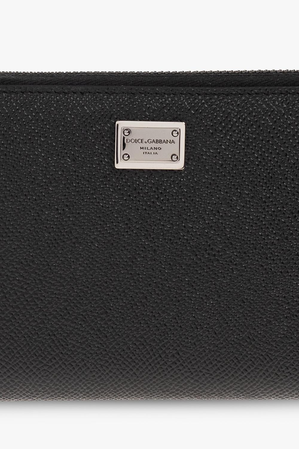 Dolce & Gabbana Logo Plaque Zip-around Wallet In Black