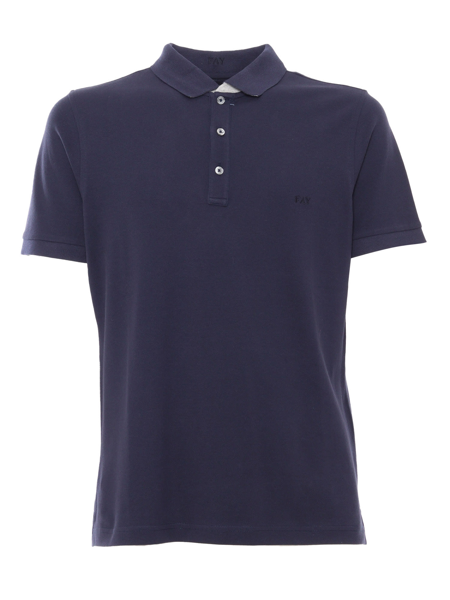 Fay Logo-embroidered Short-sleeved Polo Shirt In Blue