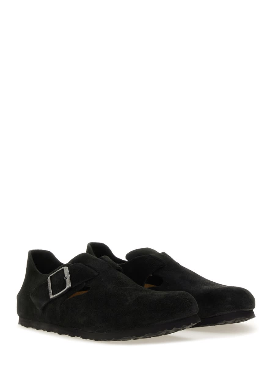 Birkenstock Suede London Sabot In Black