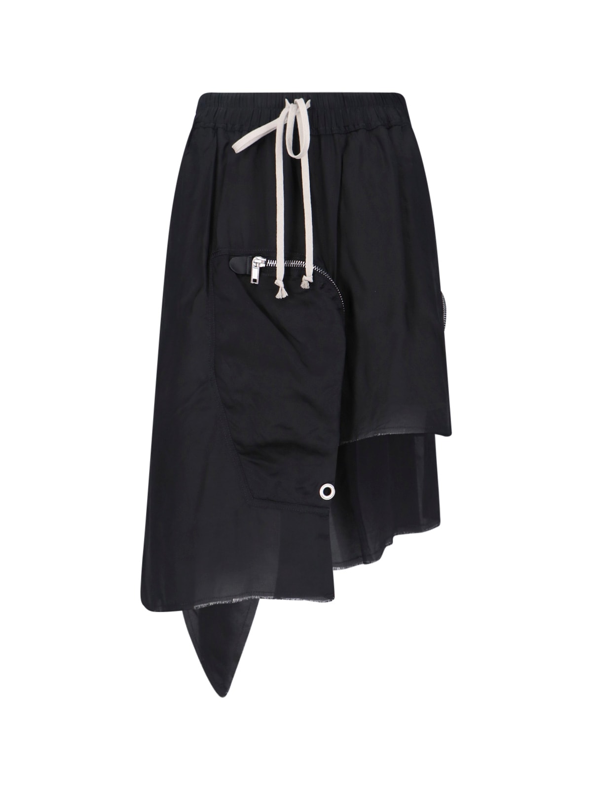 Rick Owens Womens Black Dracca Asymmetric-hem Wool Midi Skirt In Animal Print