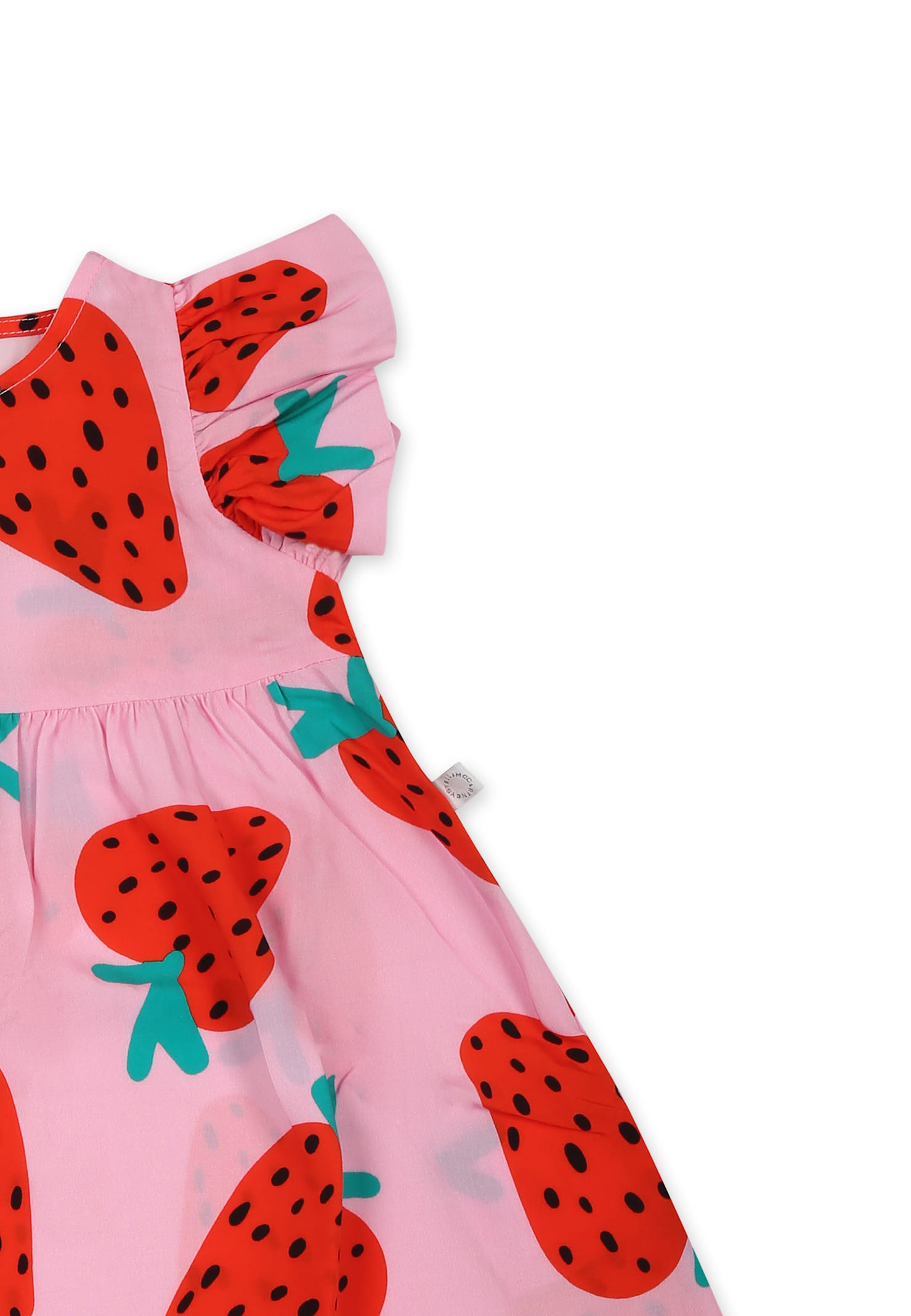Shop Stella Mccartney Pink Dress For Baby Girl With Strawberries