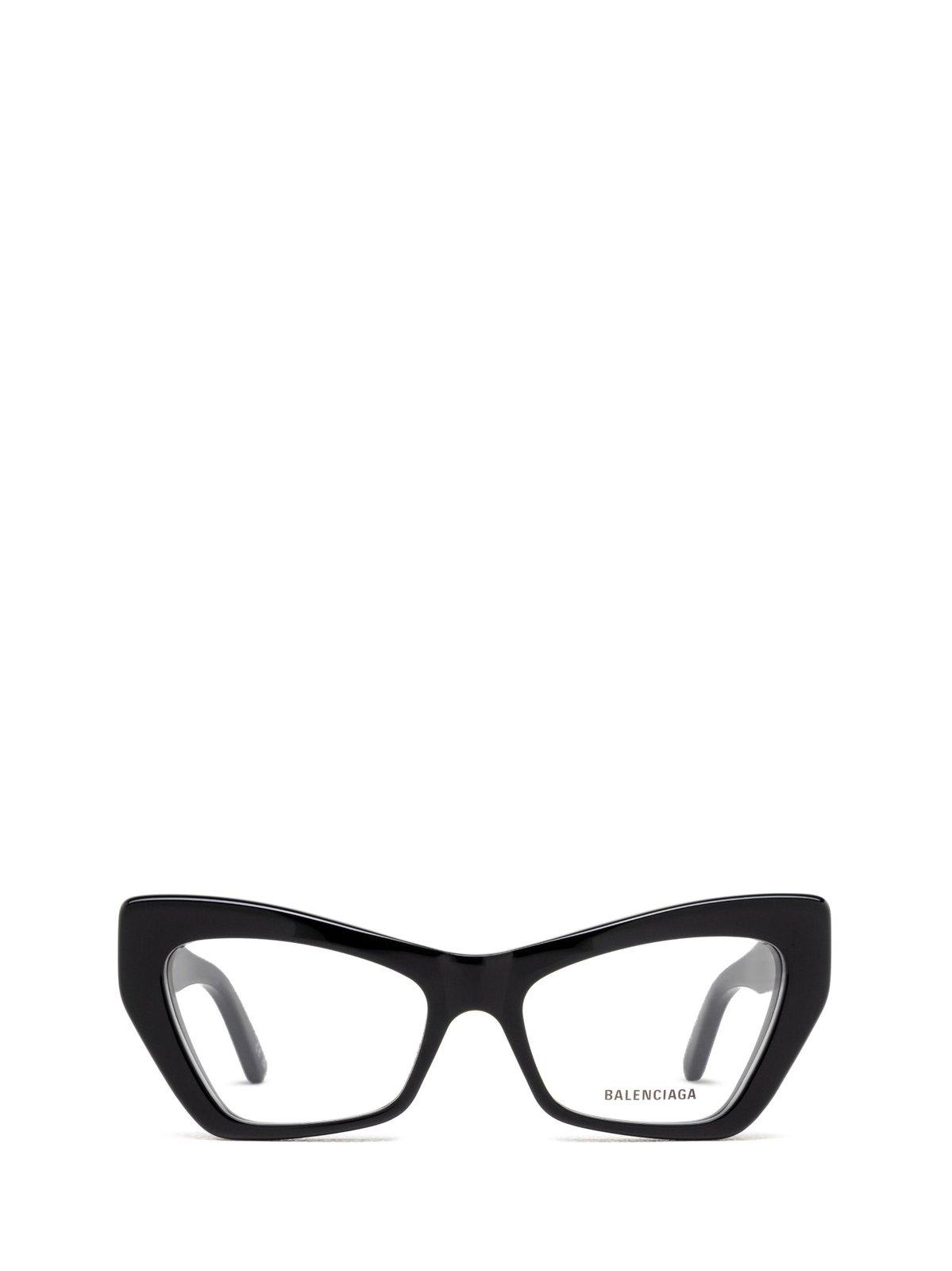 Shop Balenciaga Cat-eye Frame Glasses In 001 Black Black Transpare