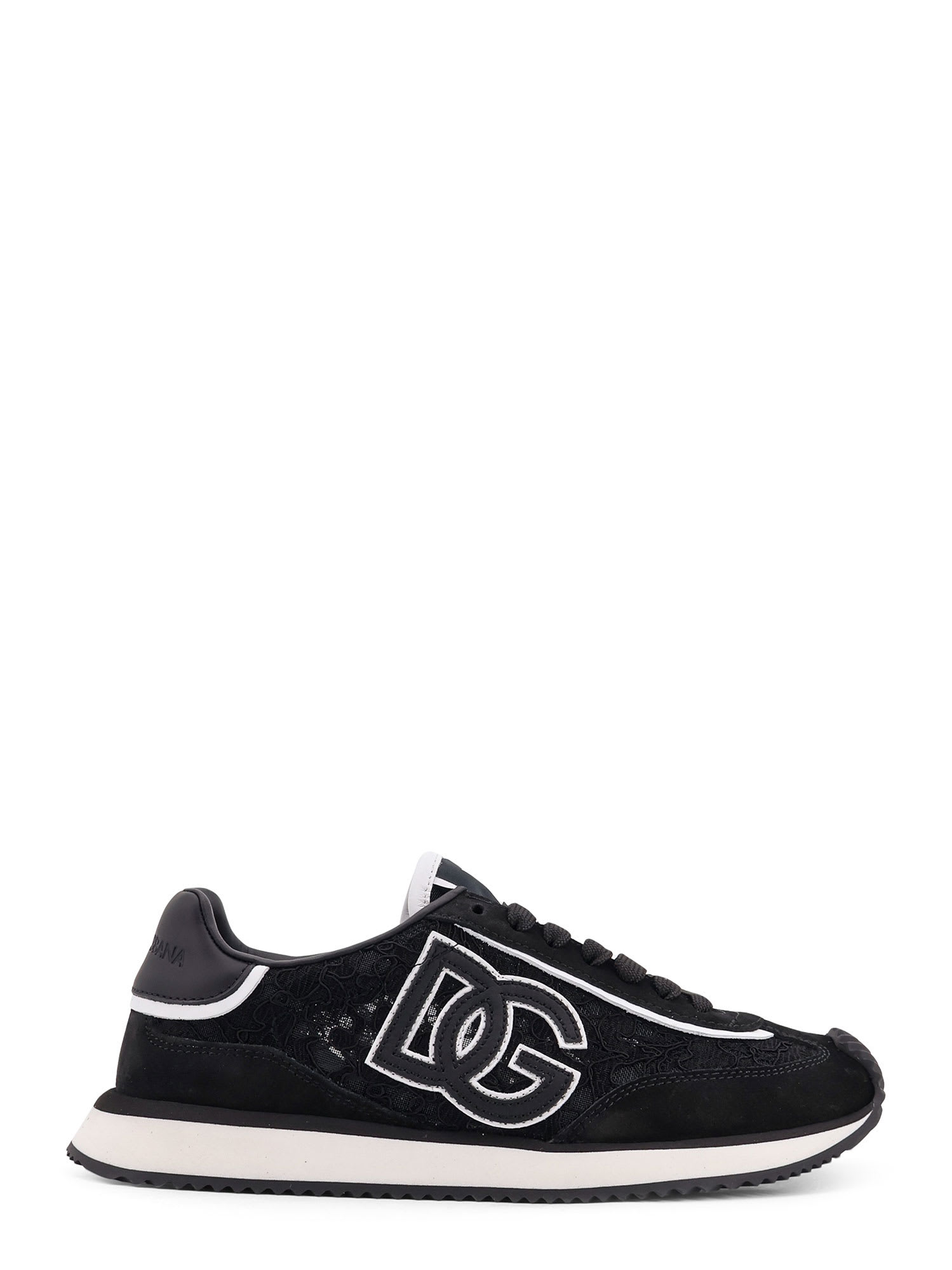 Dolce & Gabbana Dg Cushion Lace-detailed Suede Sneakers Shoes In Black