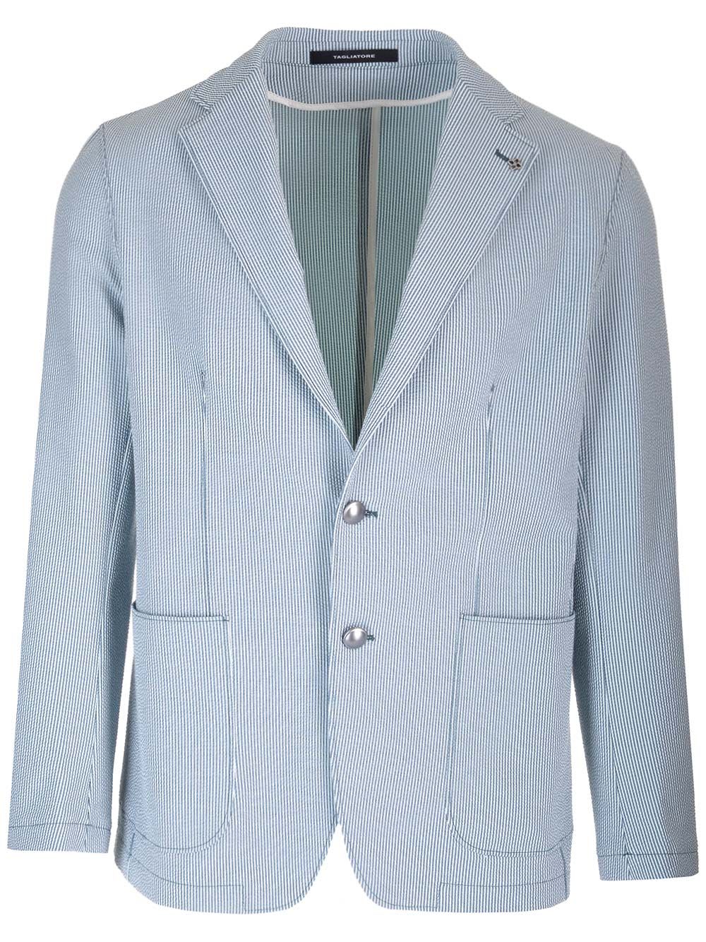 Shop Tagliatore Seersucker Blazer In Blue