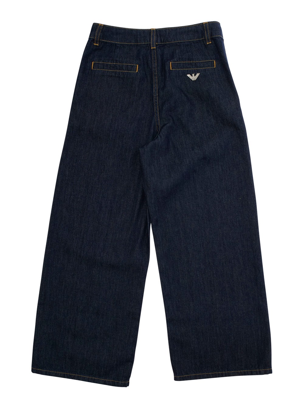 Shop Emporio Armani Blue Jeans With Logo Patch On The Rear And Belt Loops In Denim Girl