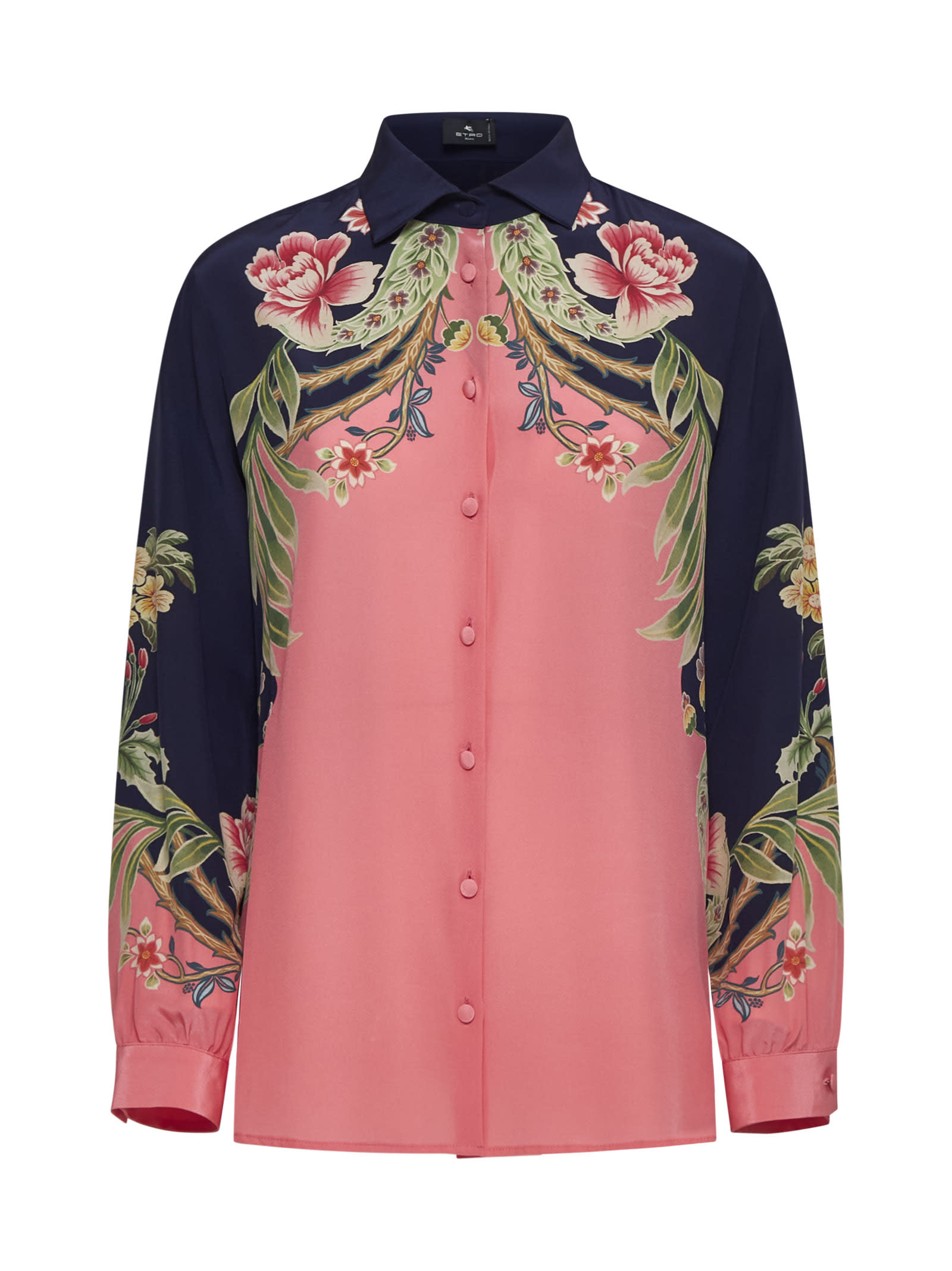 Shop Etro Shirt In Stampa F.do Blu