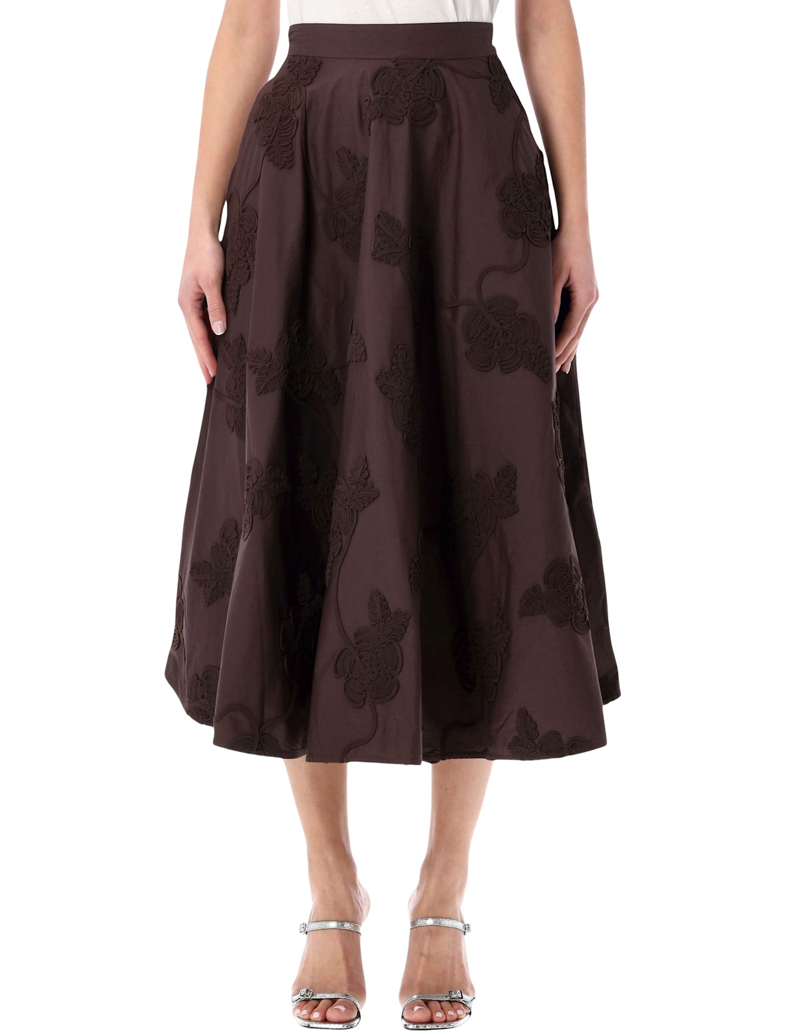 Rotate by Birger Christensen Rotate Brown Floral Maxi Skirt