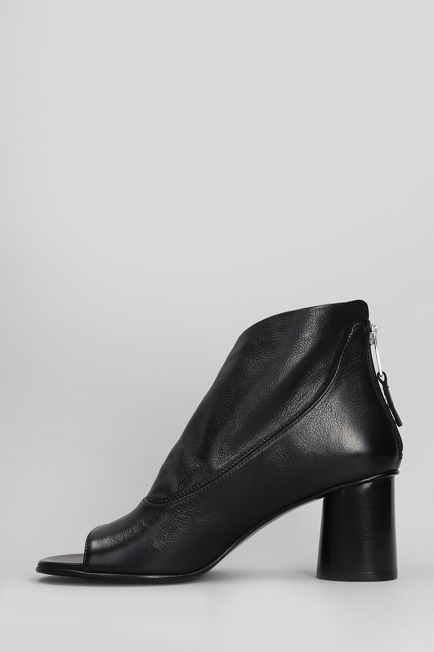 Elena Iachi High Heels Ankle Boots In Black Leather In Black