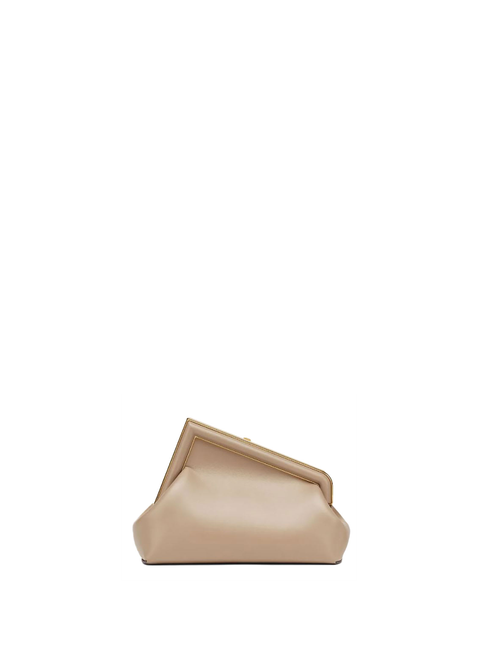 Fendi First Small Clutch In Tortora+oro Soft