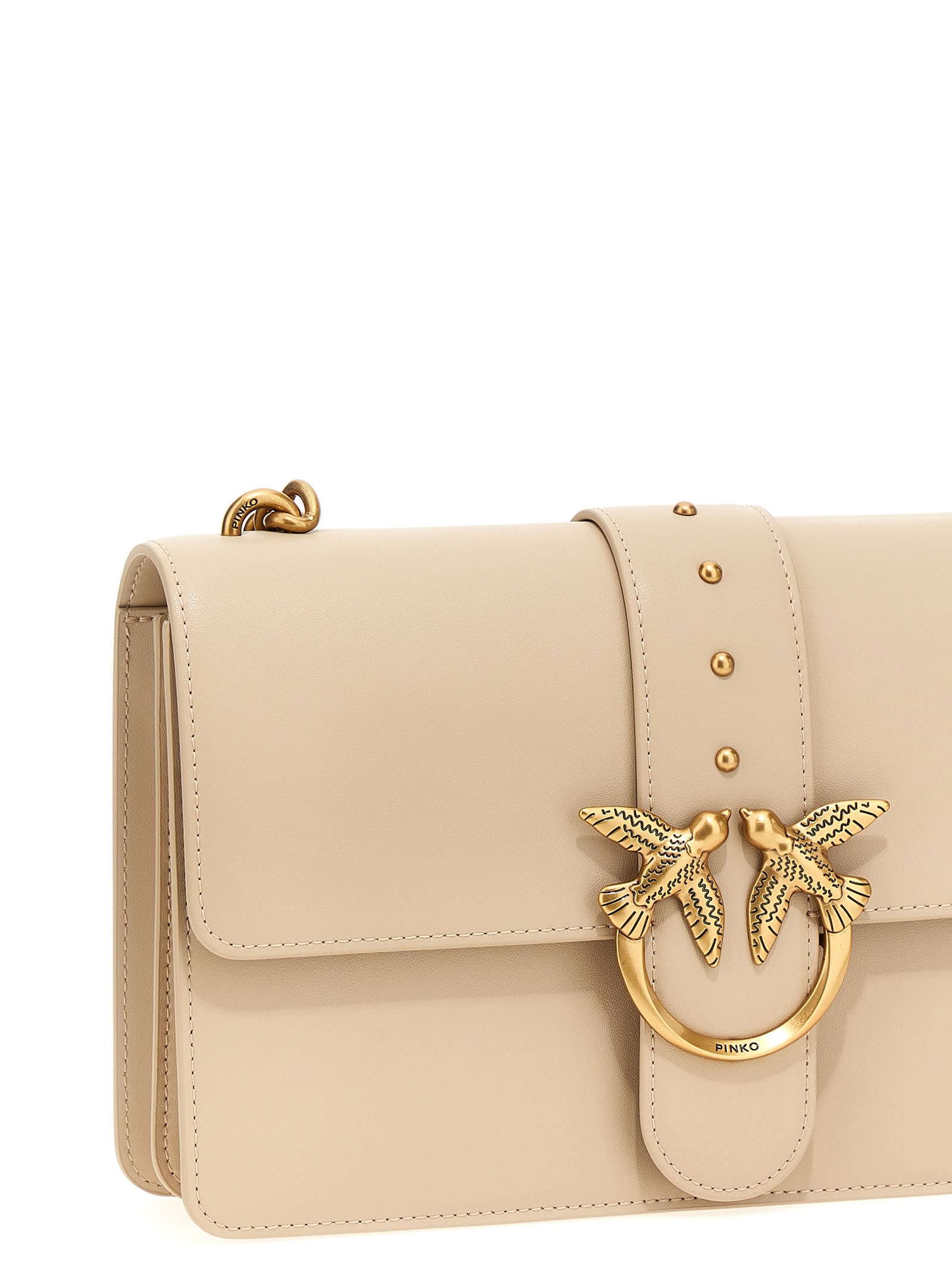 Shop Pinko Classic Love Bag One Simply Crossbody Bag In Beige