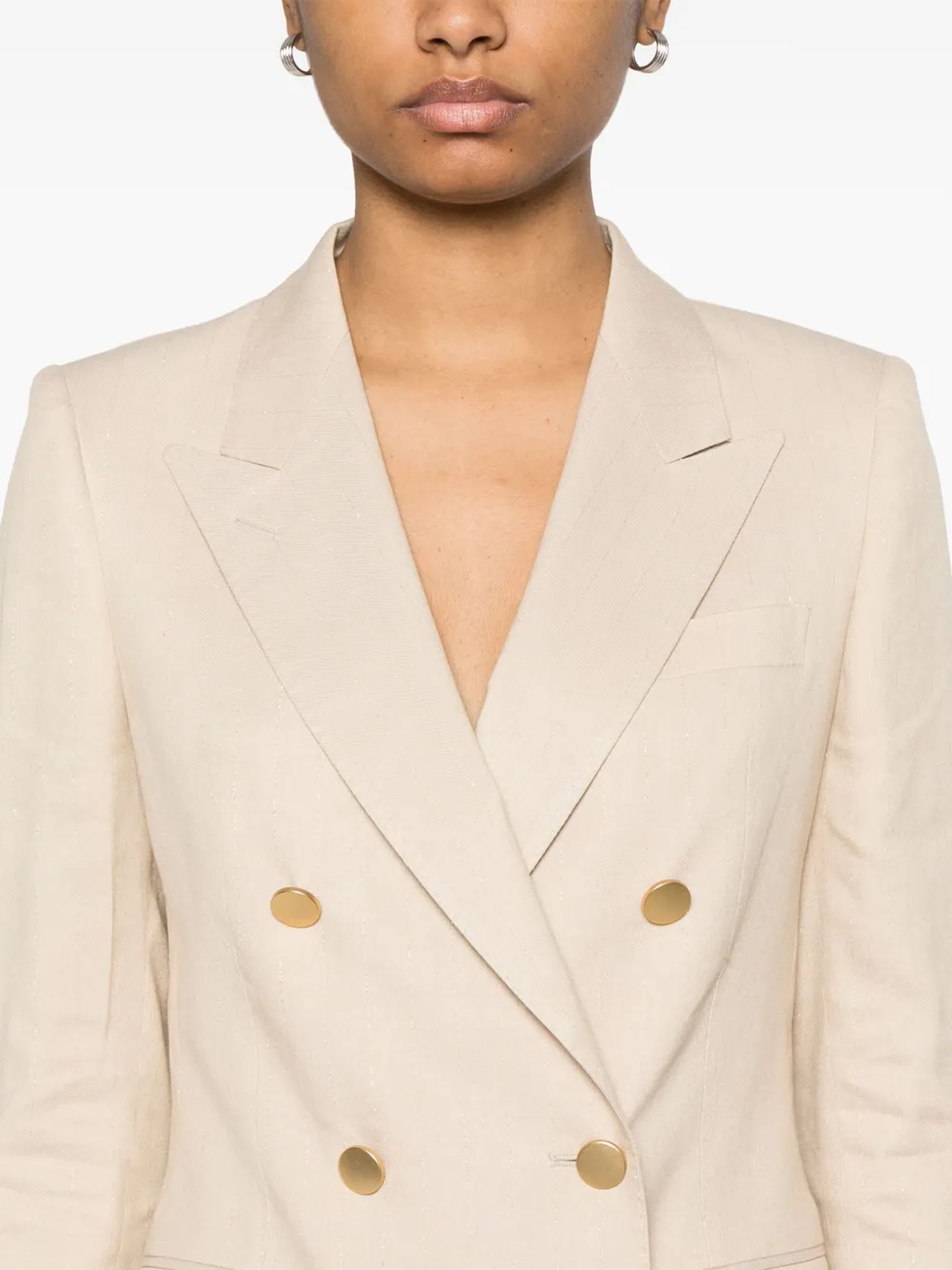 Tagliatore Linen Double-breasted Suit In Taupe In Neutrals