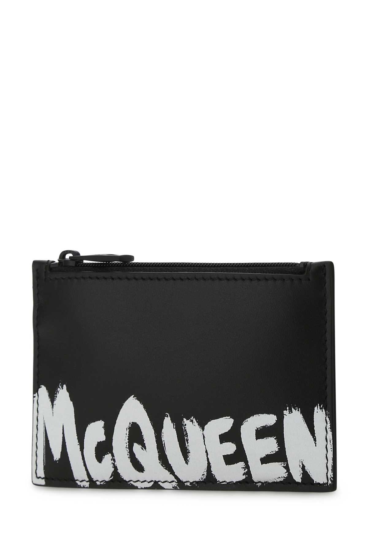 Shop Alexander Mcqueen Black Leather Card Holder In 1070