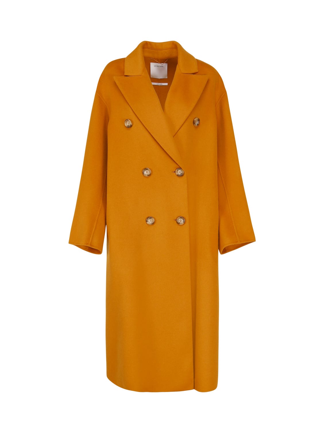 Sportmax Double-breasted Coat In Cashmere Blend In Orange
