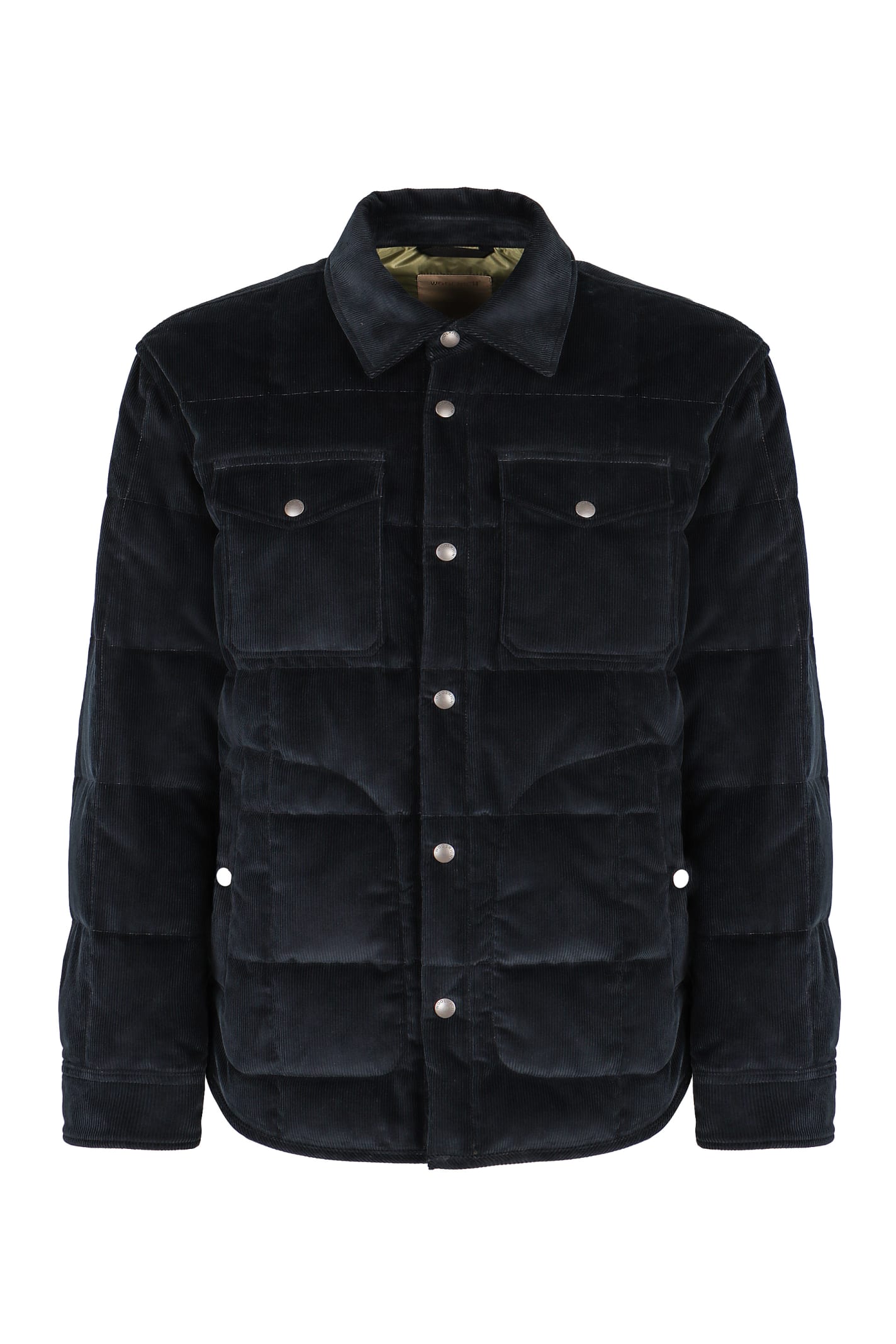 Shop Woolrich Quilted Jacket With Snaps In Blue