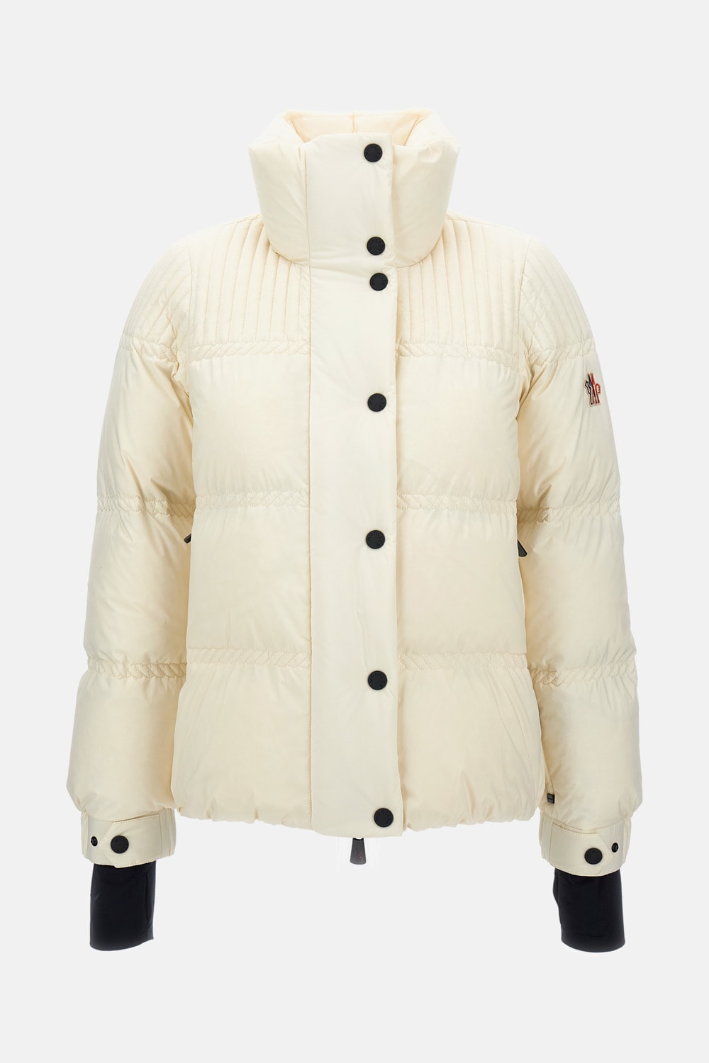 Moncler Anglin Padded Jacket With Logo-patch In Neutral