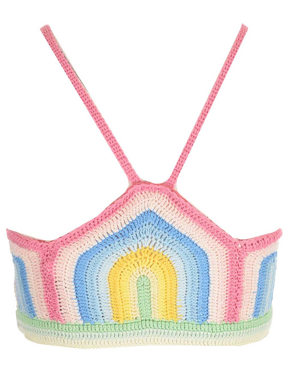 Casablanca Gradient Crochet Arch Knit Halter Top In Multicolore