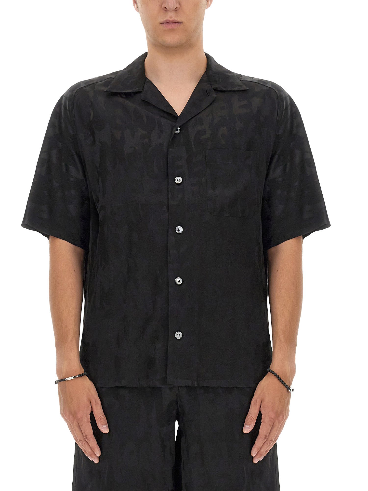 ★alexander mcqueen★ Graffiti Logo Short Sleeve Shirt Black Alexander McQueen Men's Graffiti Logo Short Sleeve Shirt in