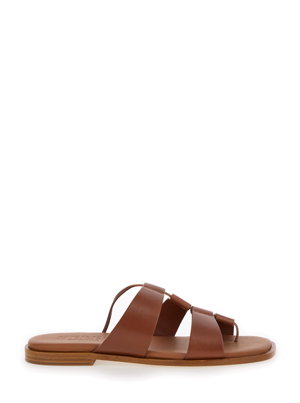lina Brown Thongs Sandals In Leather Woman