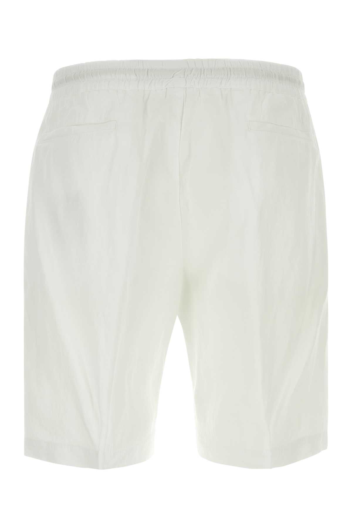 Pt01 White Lyocell Blend Bermuda Shorts In Bianco