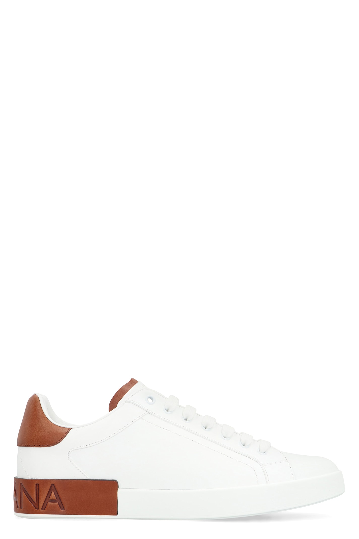 Dolce & Gabbana White Calf Leather Portofino Sneakers In White