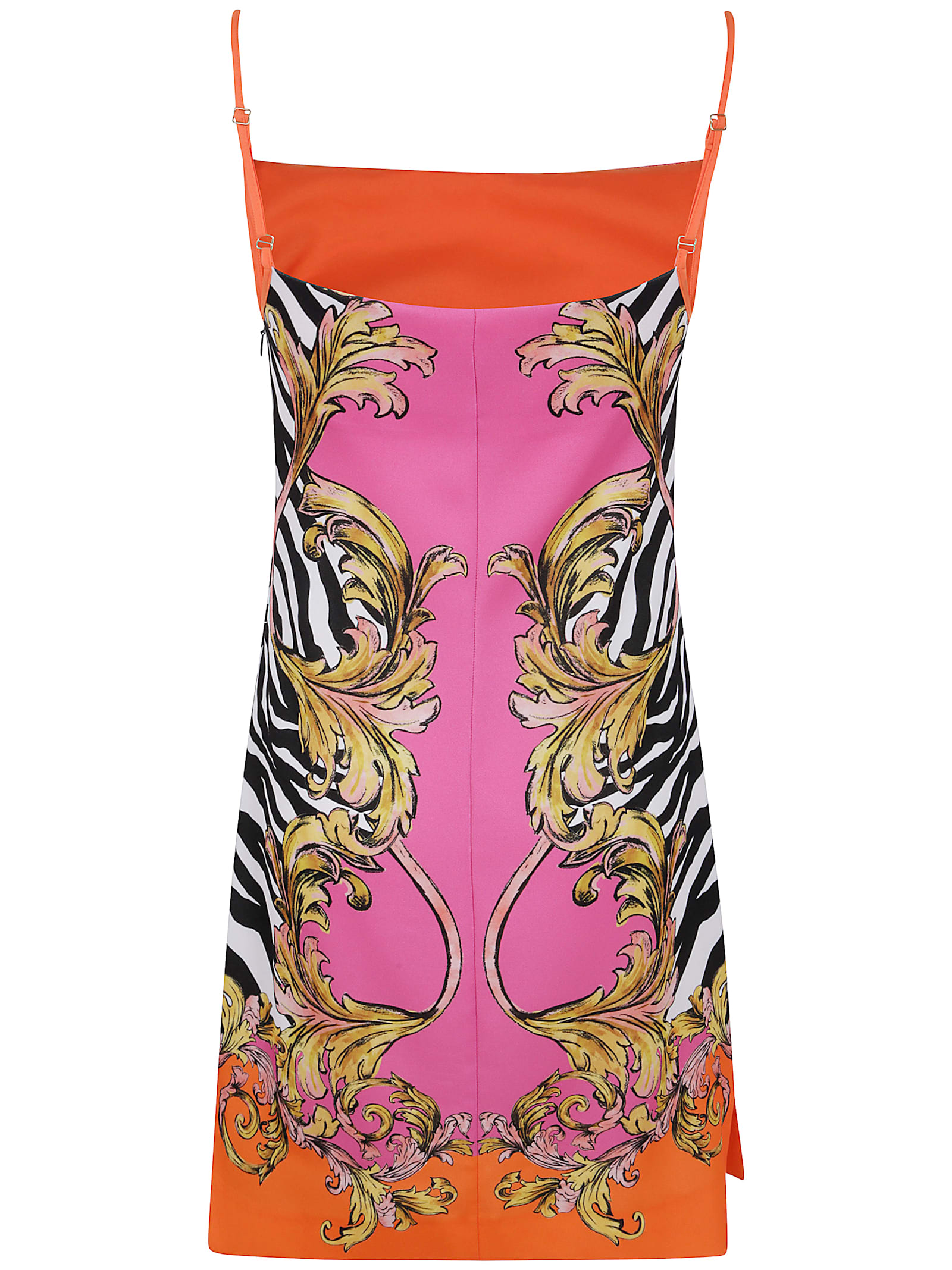 Versace Jeans Couture Outline Barocco Mini Dress In Zebra Print Pink