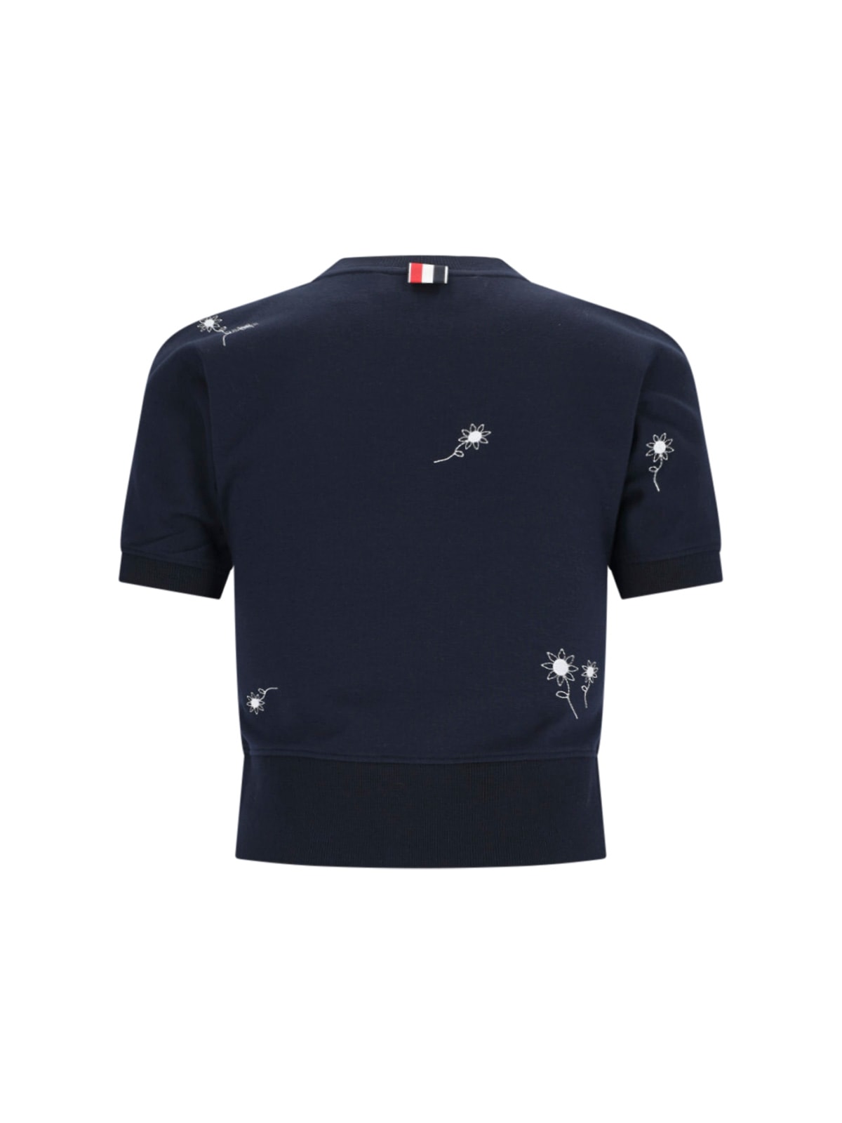 Shop Thom Browne Floral Embroidery T-shirt In Blue