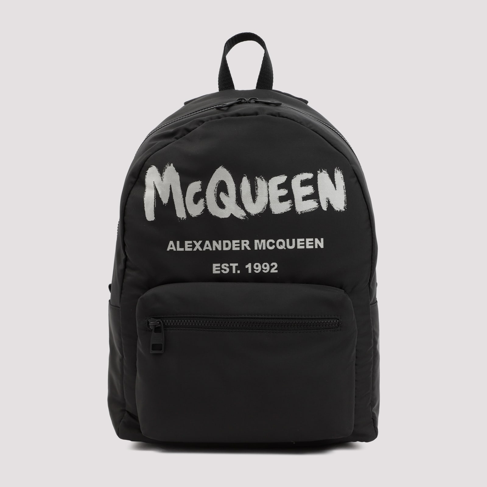 Shop Alexander Mcqueen Graffiti Metropolitan Printed Backpack In Black Off White