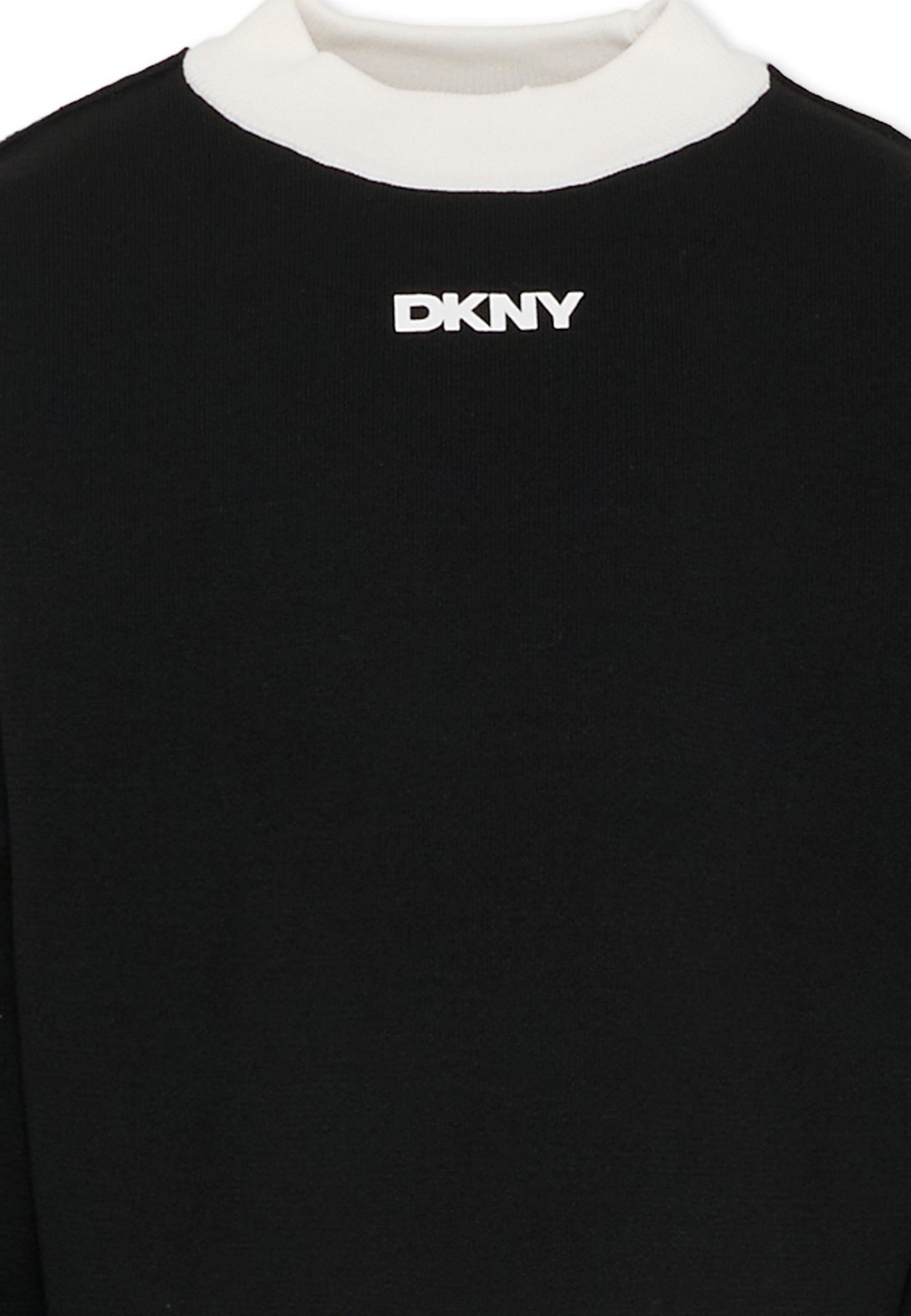 Dkny Reversible Black Crop Sweater For Girl With Logo In Multi