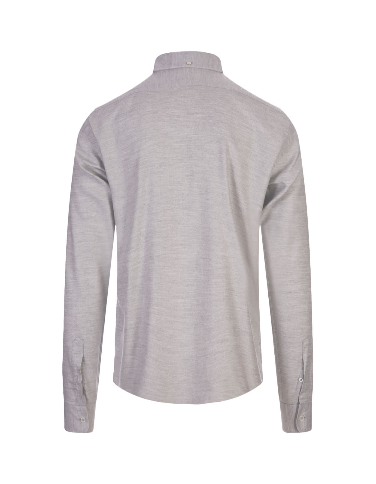 Shop Fedeli Melange Grey Stretch Cotton Shirt