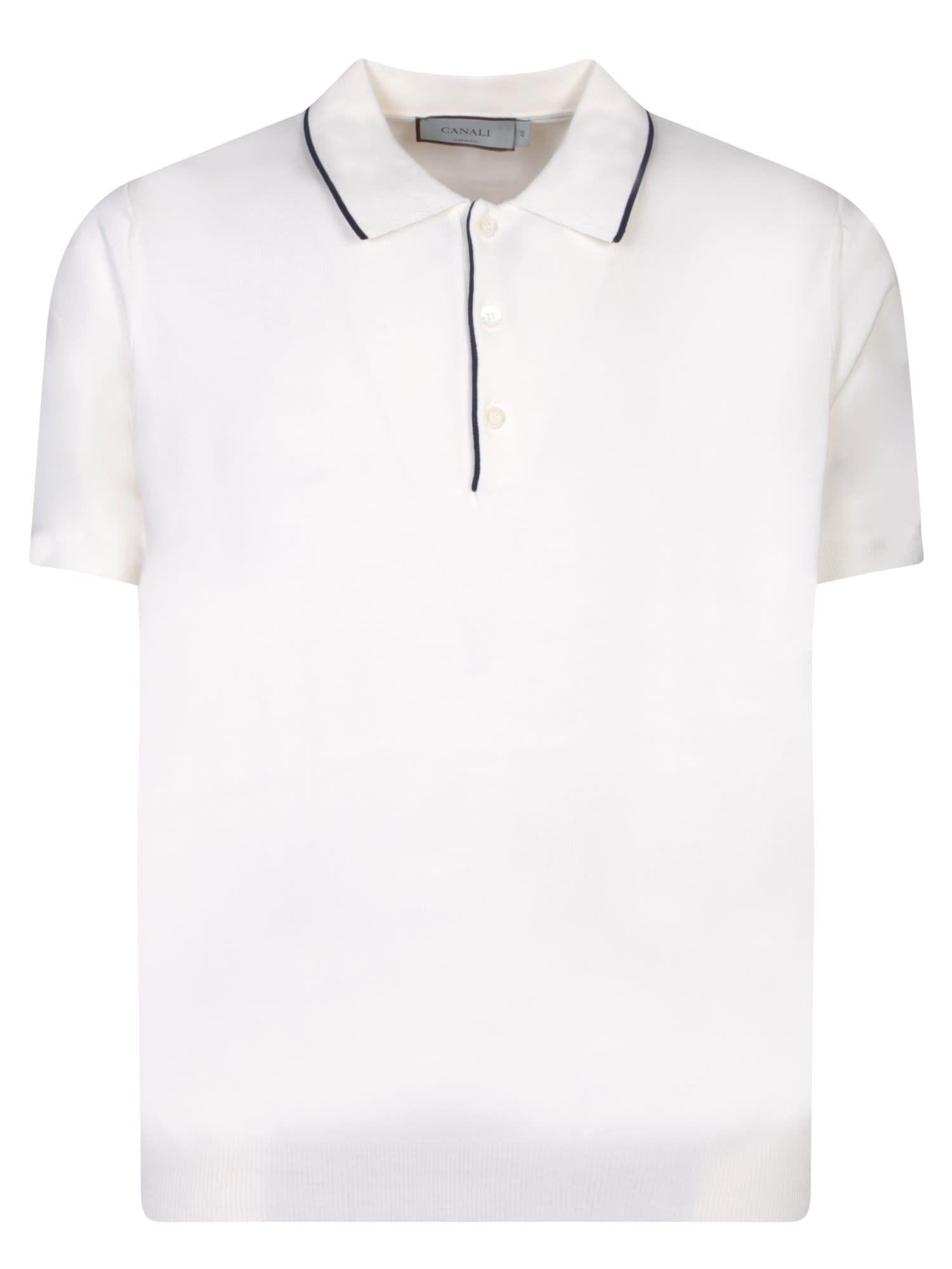 Shop Canali Edges Blue/white Polo Shirt
