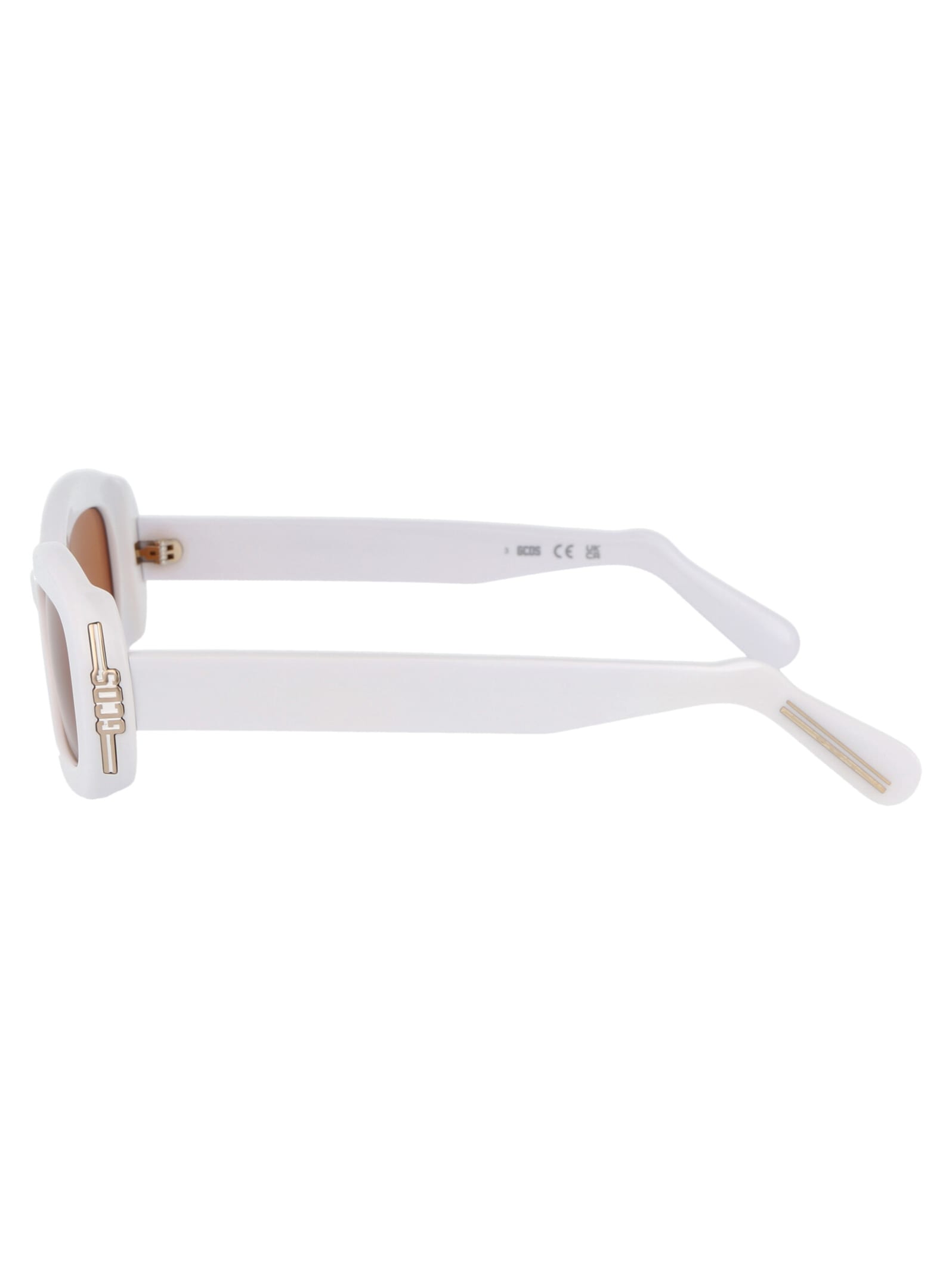Shop Gcds Gd0027 Sunglasses In 21e Bianco/marrone