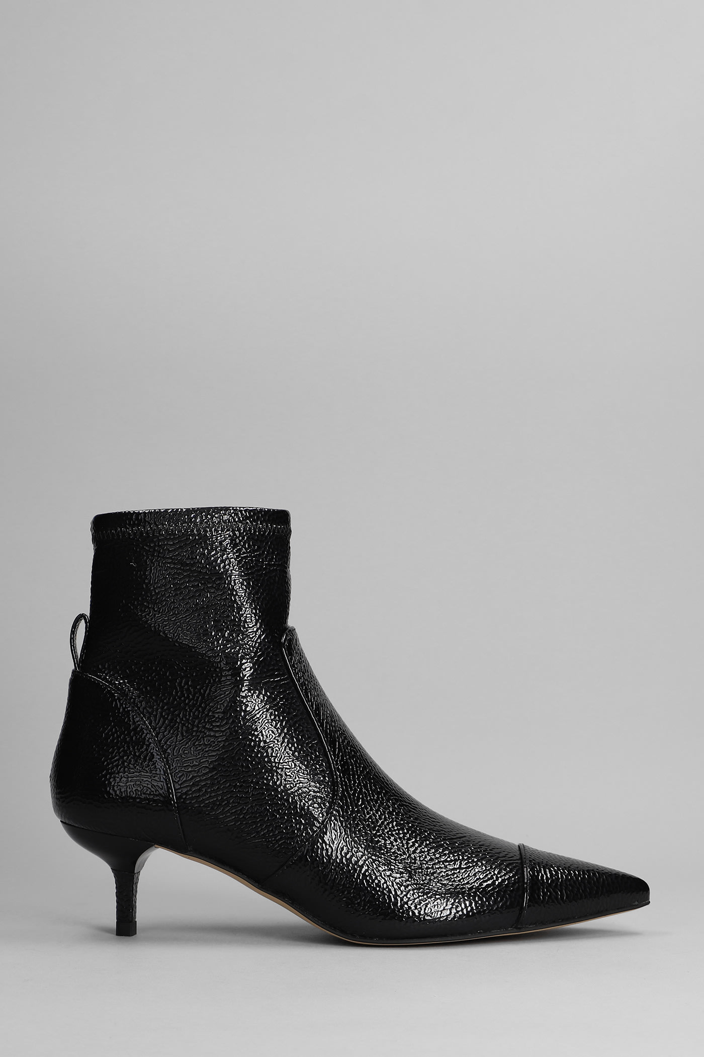 Michael Kors Kadance Kitten High Heels Ankle Boots In Black Leather