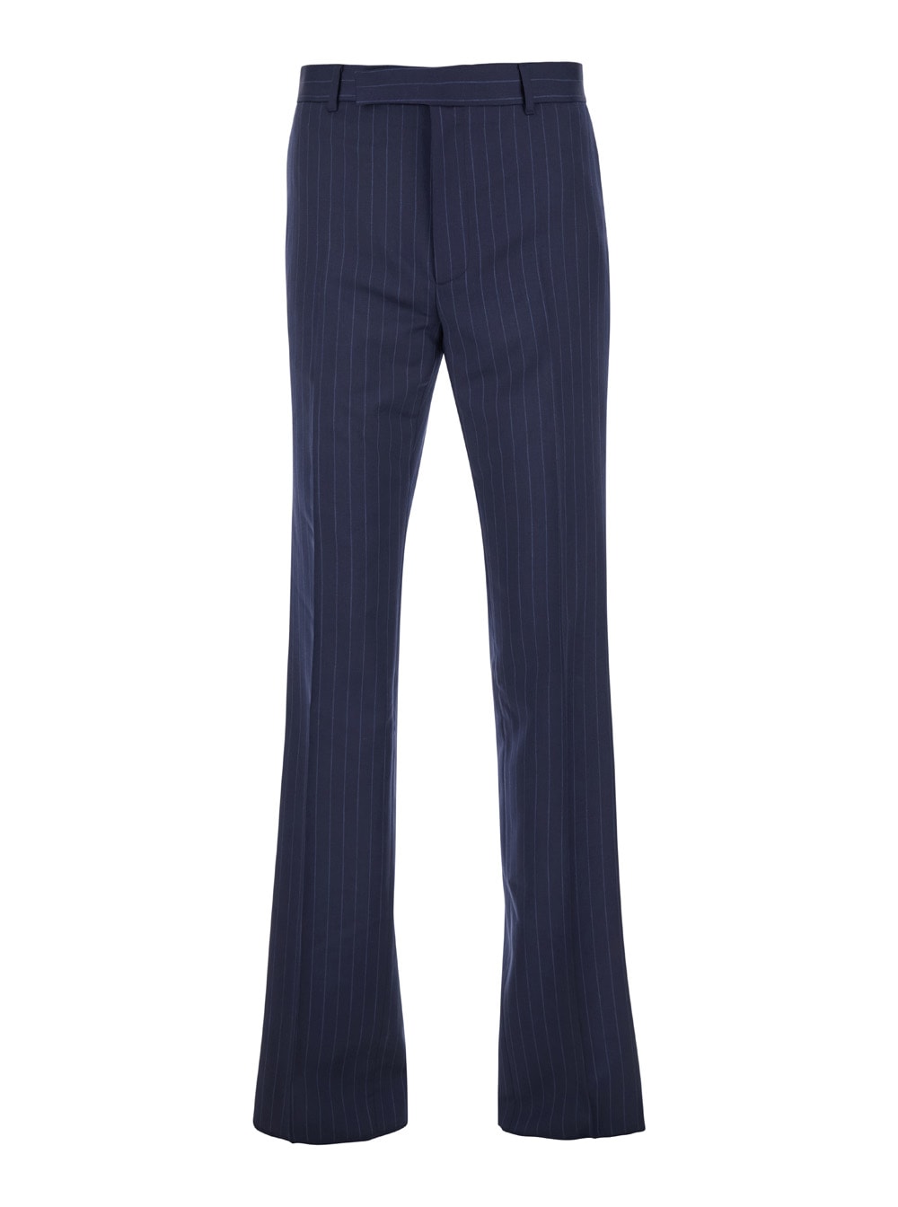 Shop Givenchy Blue Flared Pants With High Waist In Wool Man