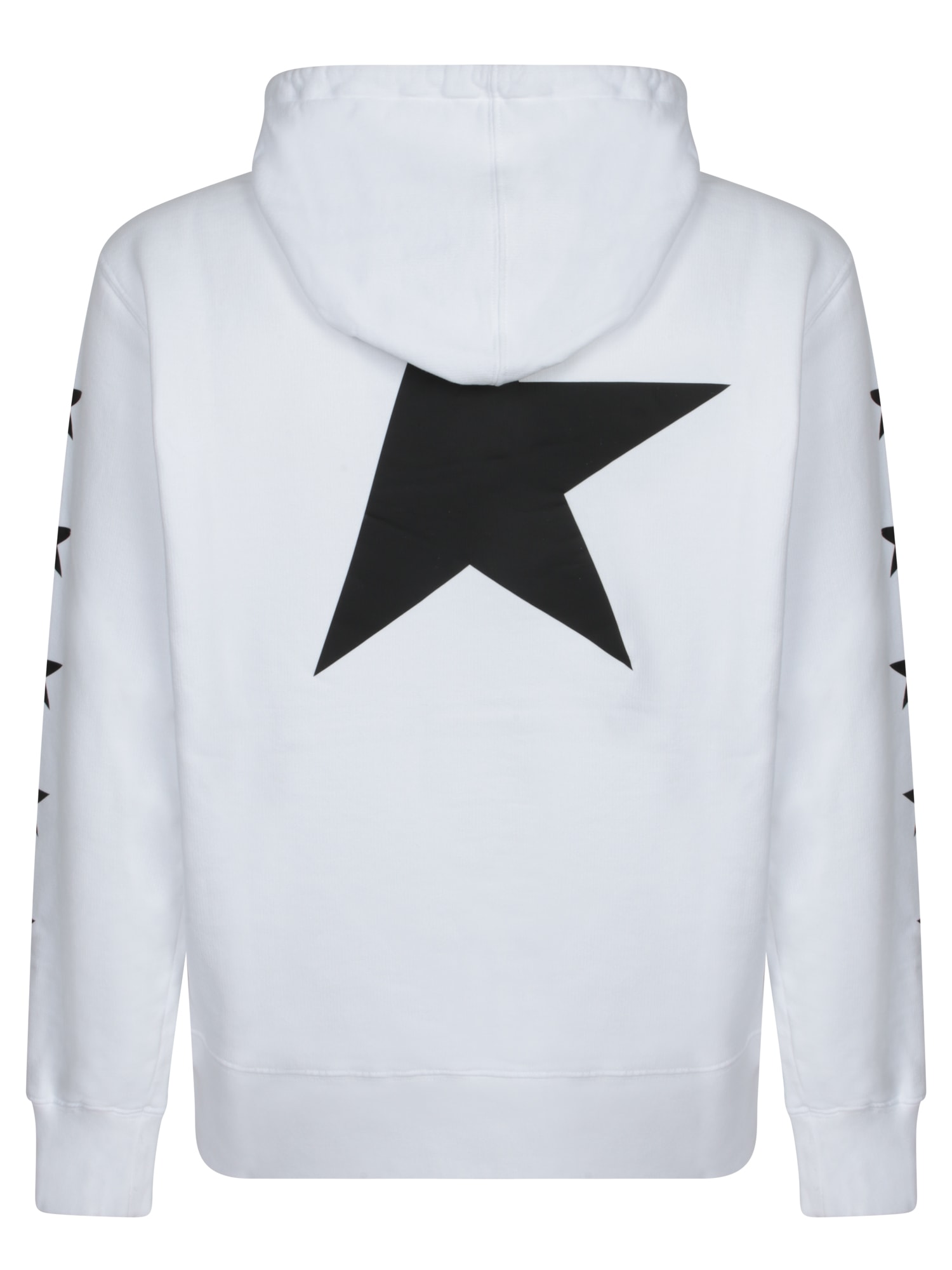 Golden Goose Star Print Hooded Sweater With Kangaroo Pocket In White