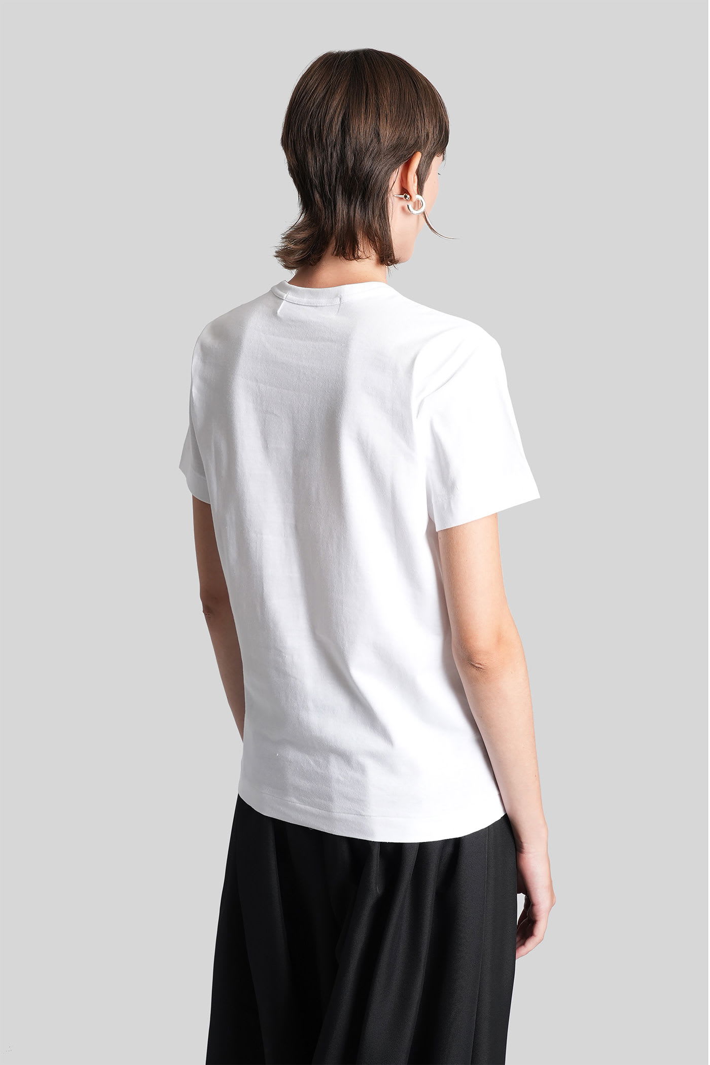 Comme Des Garçons Play White Stud Print Black Heart T-shirt In White