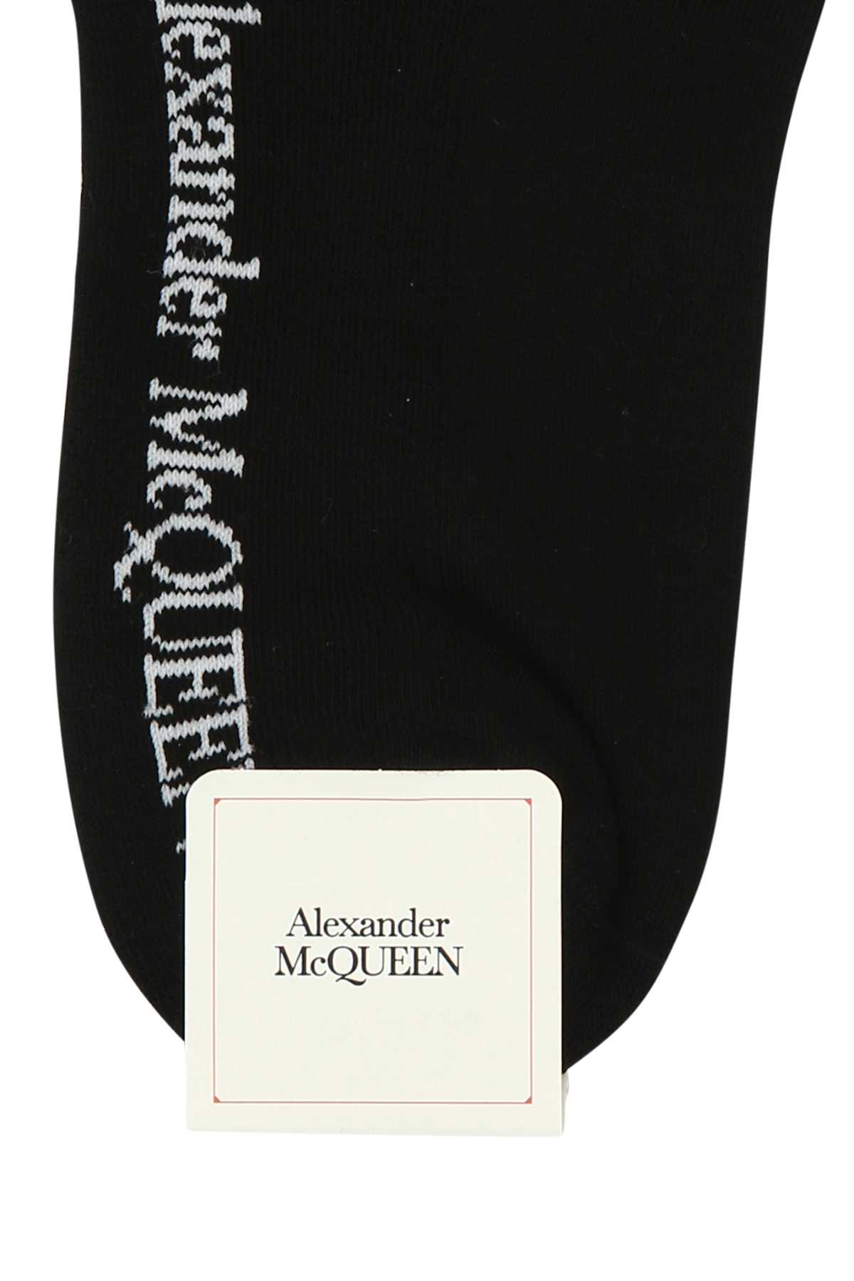 Shop Alexander Mcqueen Black Stretch Cotton Blend Socks In 1077