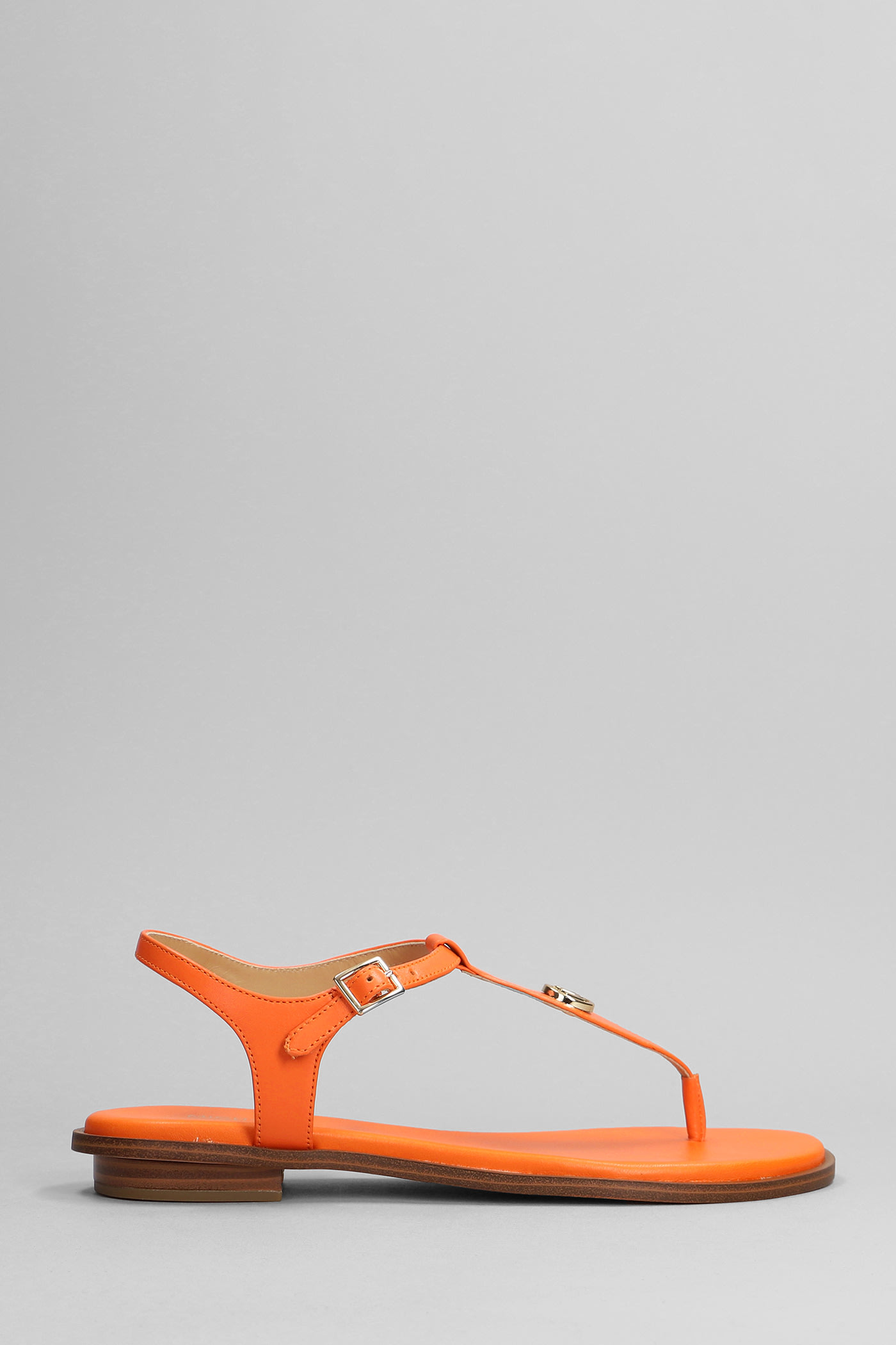 Michael Kors Mallory Leather T-strap Sandal In Orange ModeSens