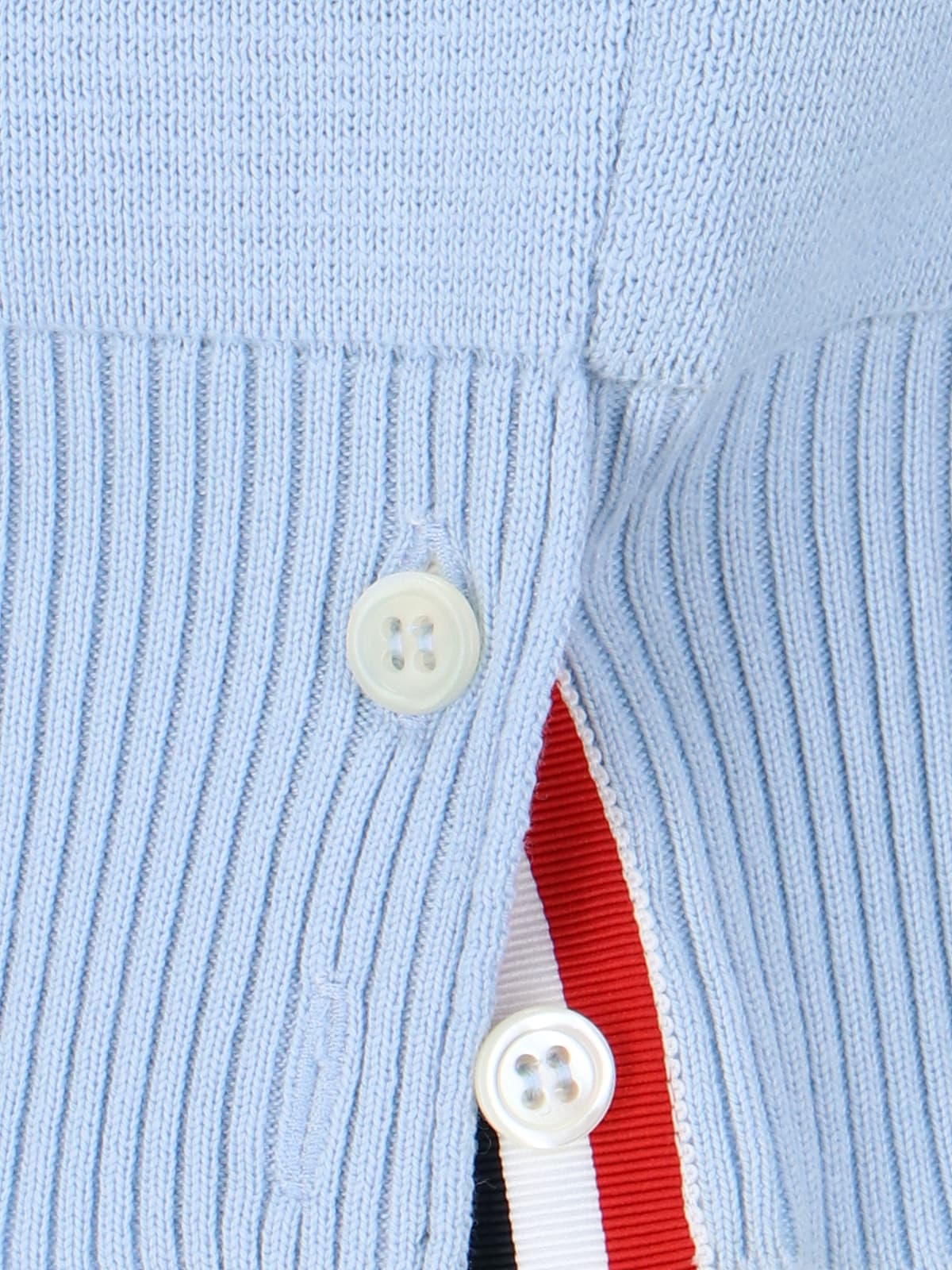 Shop Thom Browne Tricolor Detail Cardigan In Light Blue