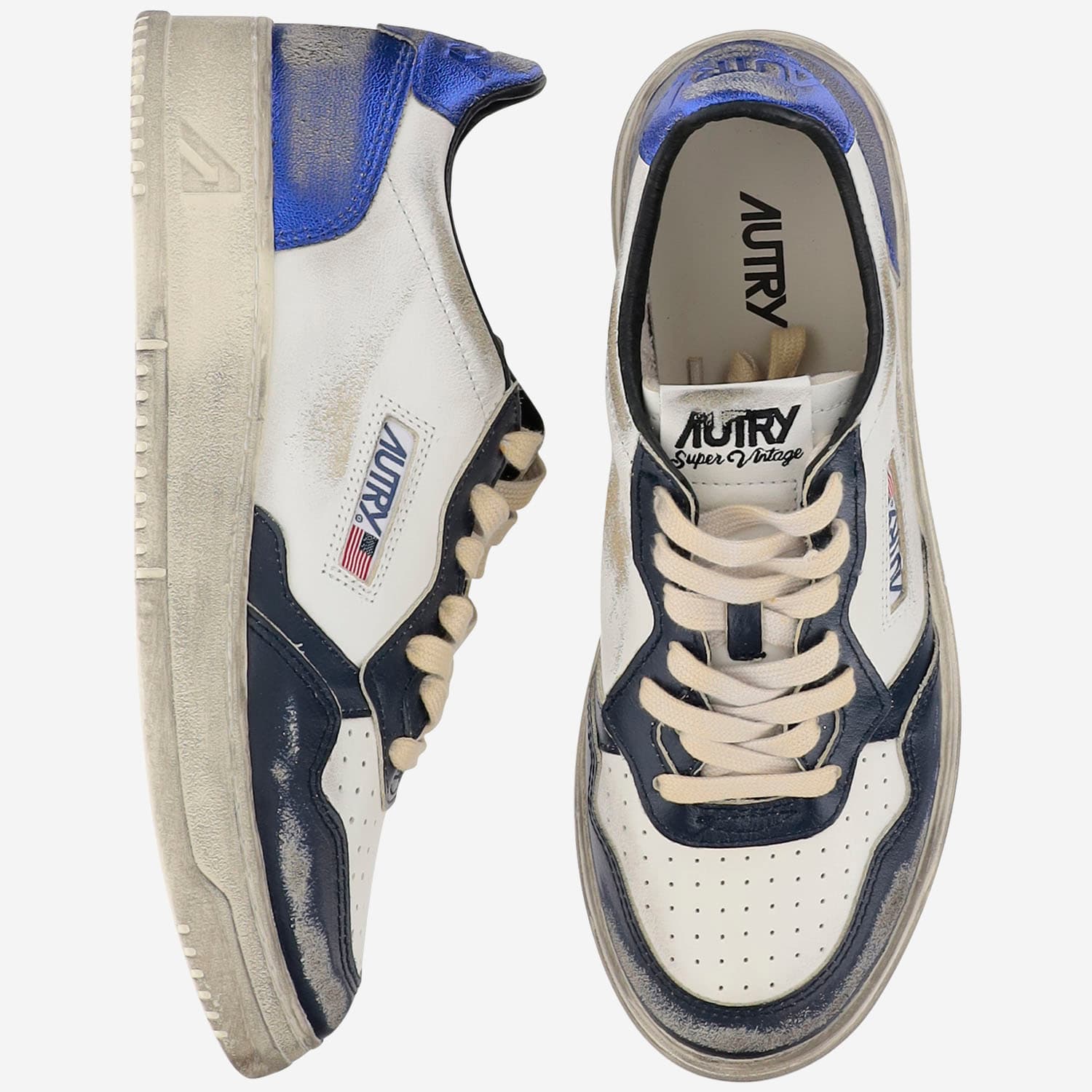 Autry Colorblock Low-top Sneakers With Lace-up Front And Signature Details In Gray