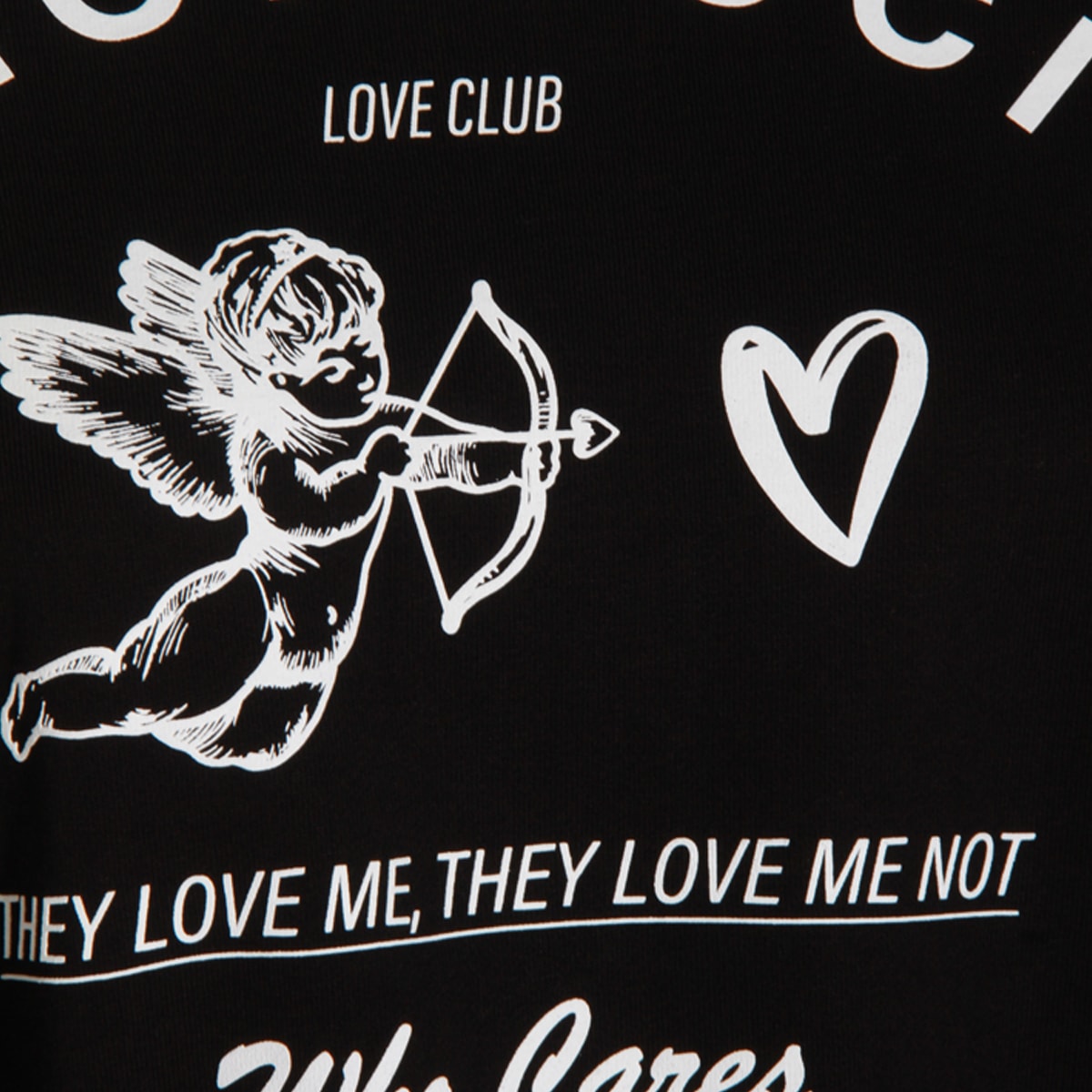 Fiorucci Cupid Love Club Black Crop Sweatshirt In Black