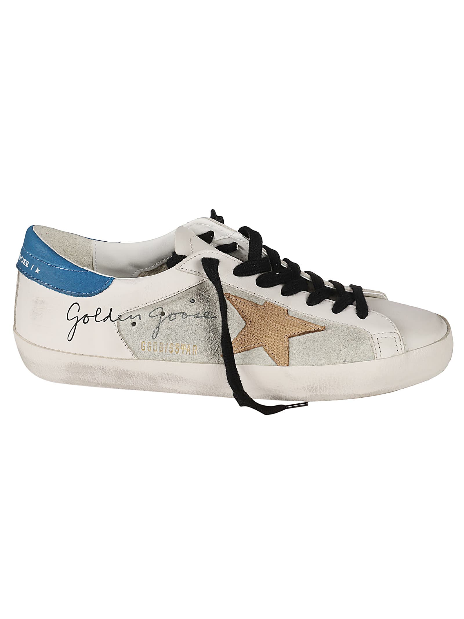 Shop Golden Goose Super-star Double Quarter Sneakers In White/ice/beige/blue