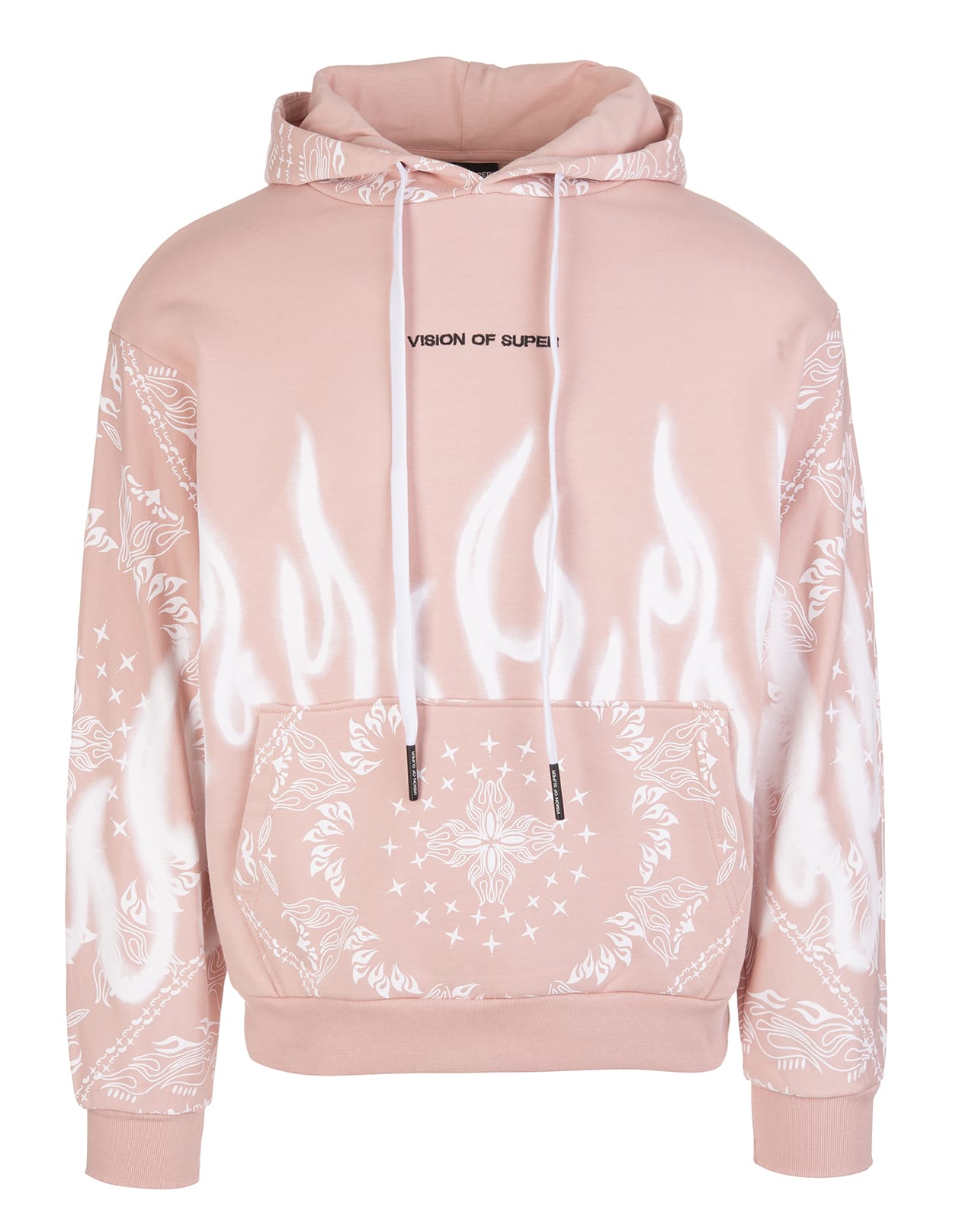 Vision of Super Unisex Pink Hoodie With Bandana Print