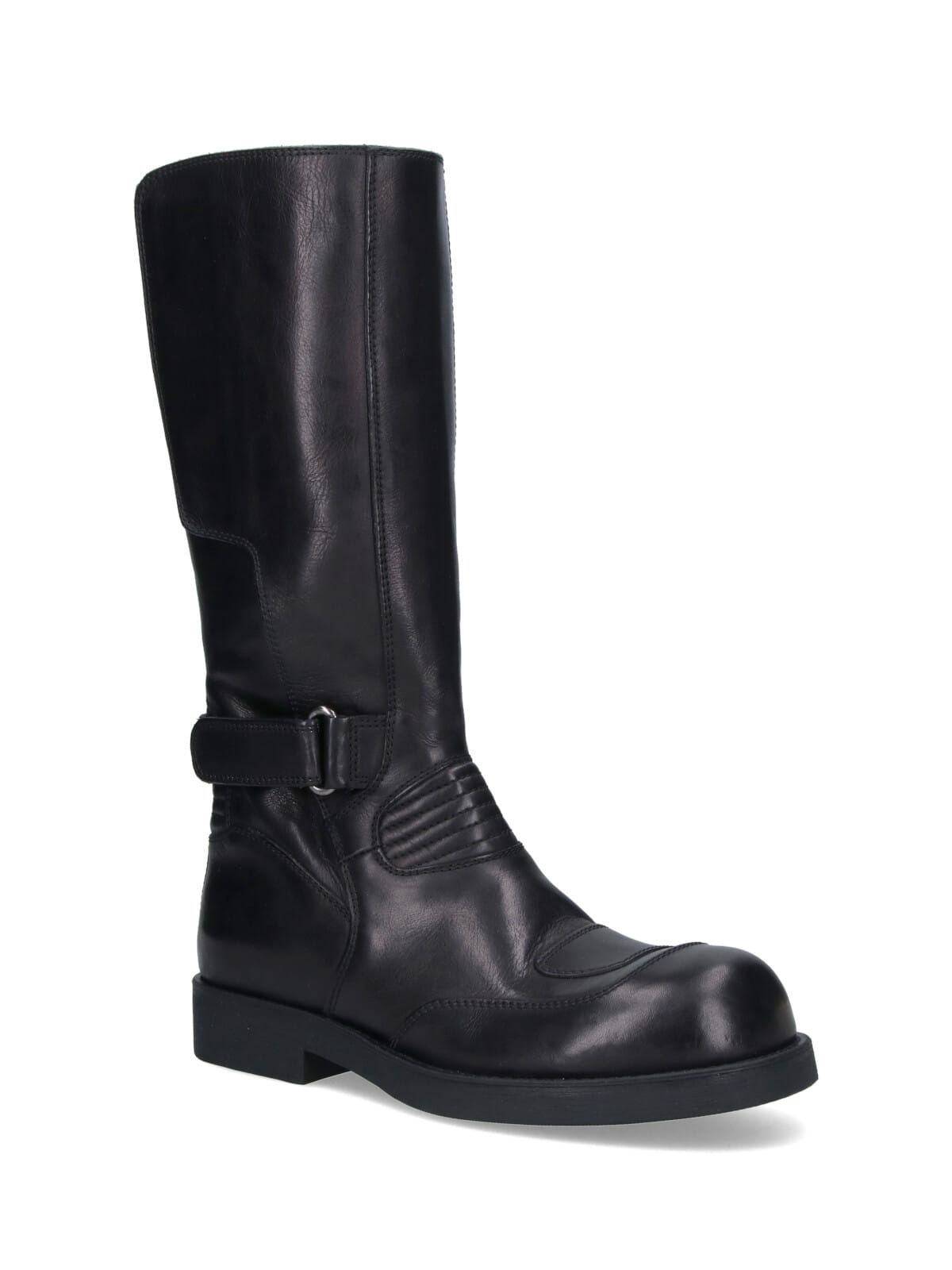 Mm6 Maison Margiela High Shaft Round Toe Stitched Boots In Black