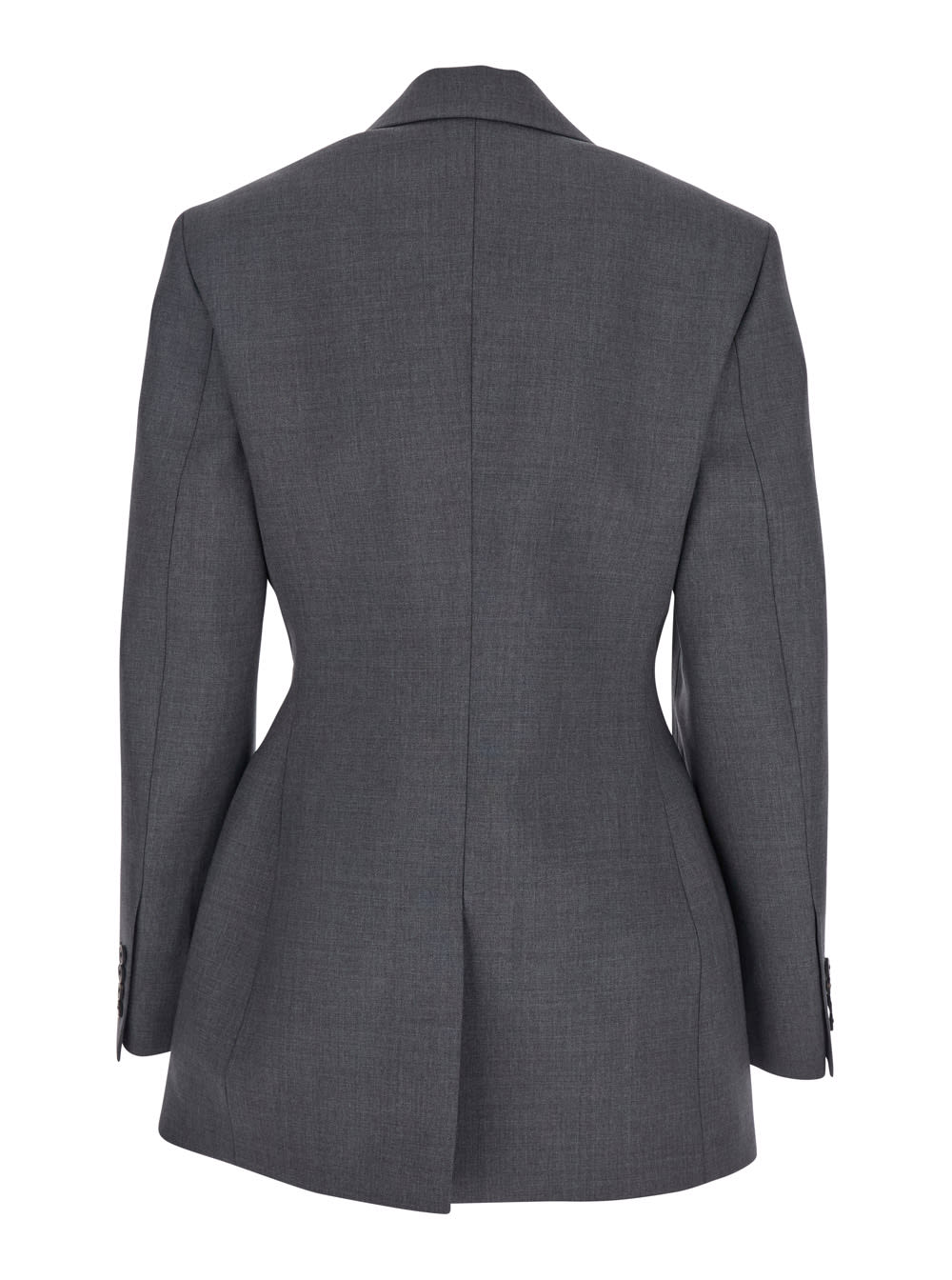 Rohe Grey Double-breasted Jacket With Peak Revers In Wool Stretch Woman In Gray