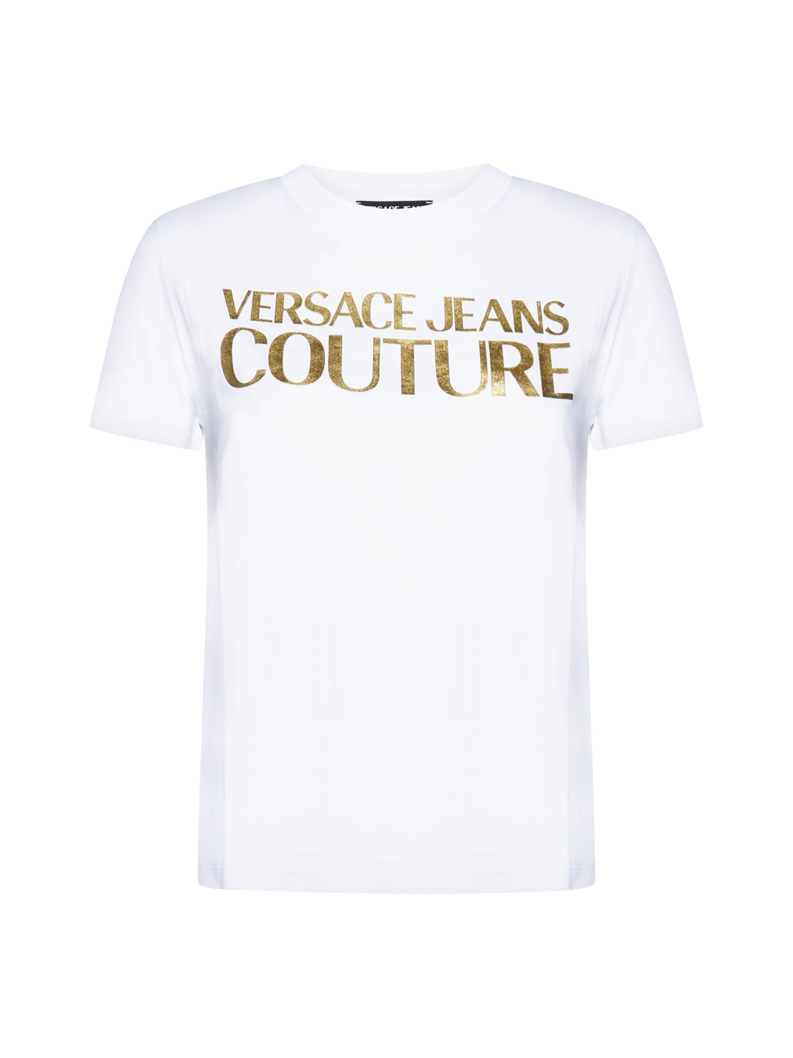 Versace Jeans Couture White Printed T-shirt In White Gold
