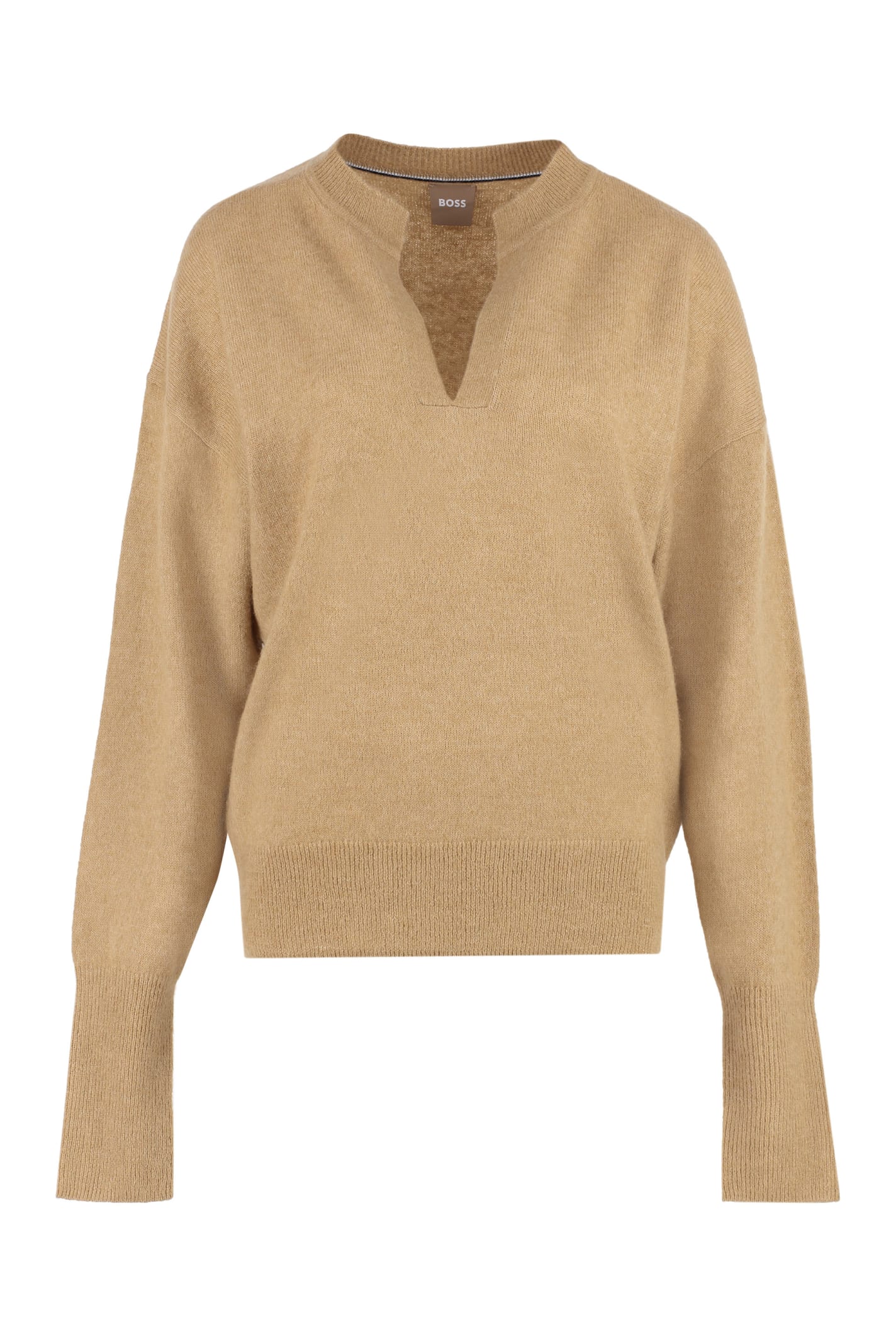 Shop Hugo Boss Alpaca Blend Sweater In Beige