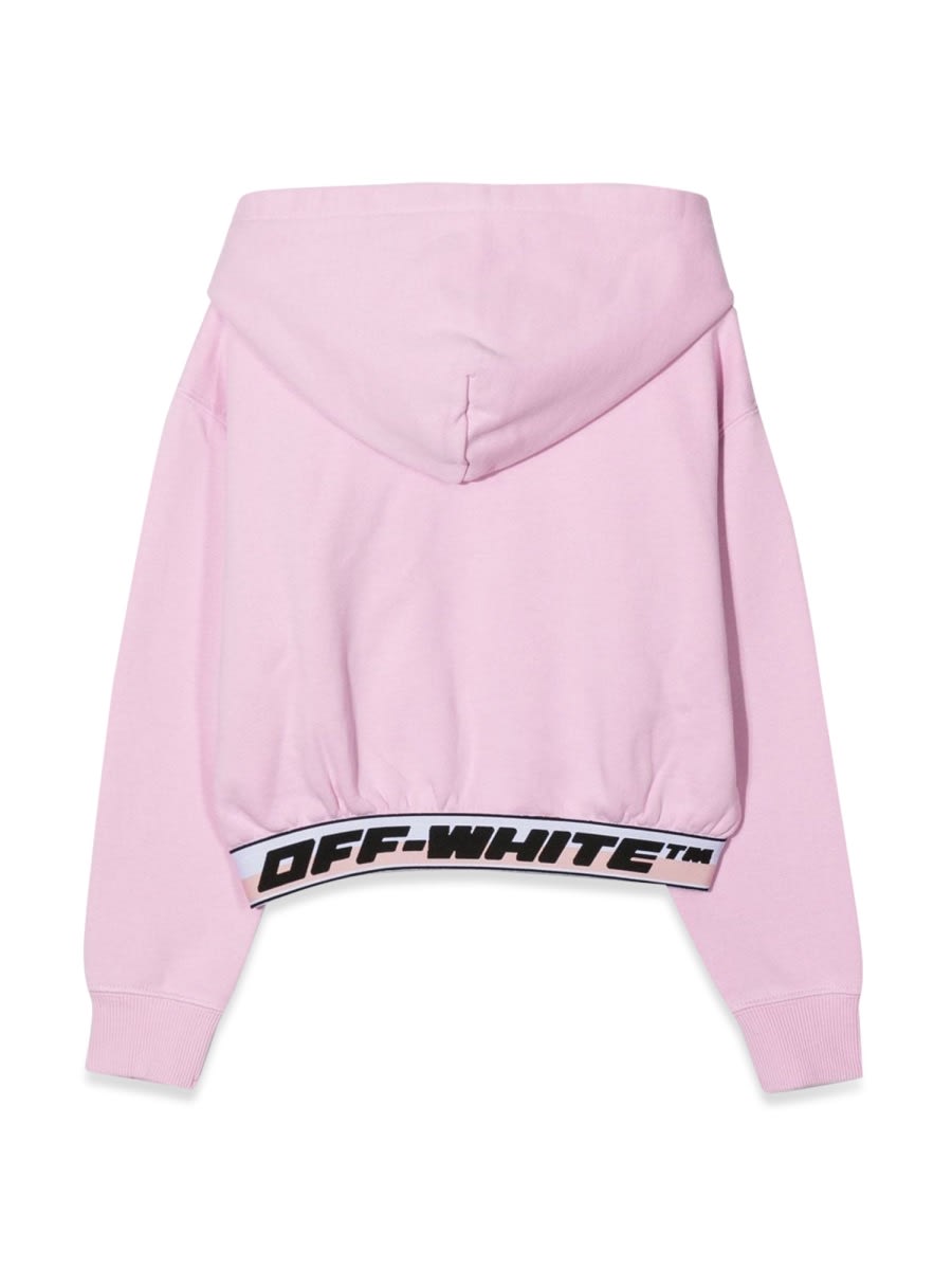 Shop Off-white Logo Band Hoodie Crop In Pink