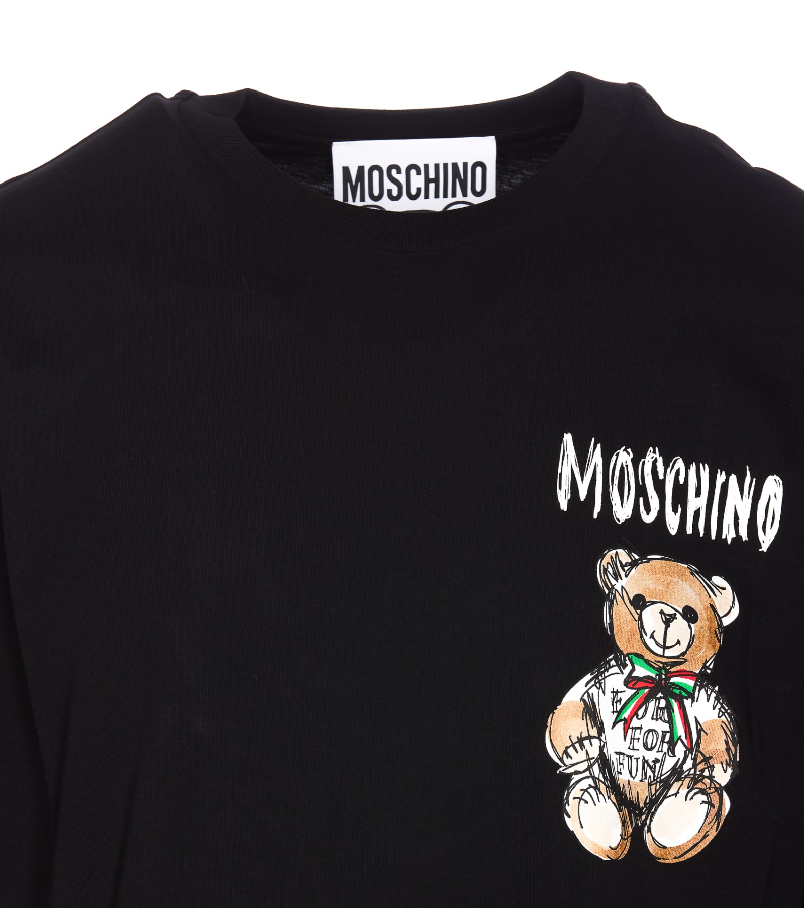 Shop Moschino Drawn Teddy Bear T-shirt In Black